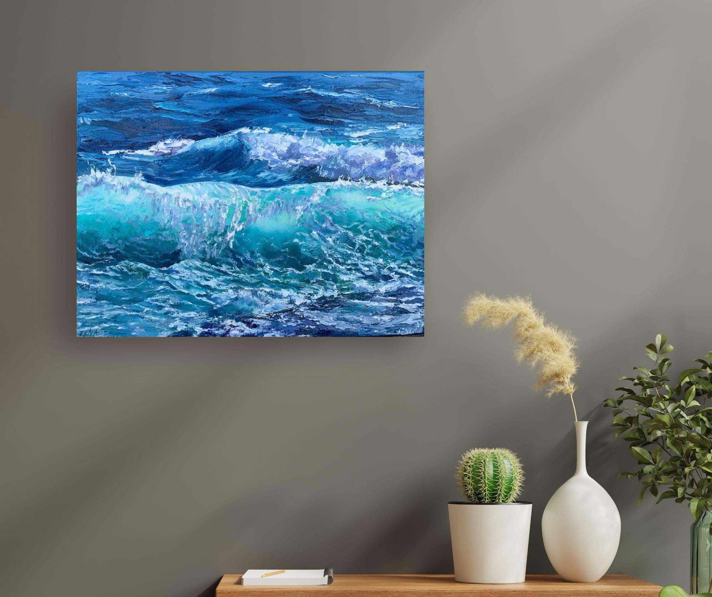 Veil of the Sea - original zeitgenössischen Realismus Wasserlandschaft Gemälde zu verkaufen – Painting von Olena Dil