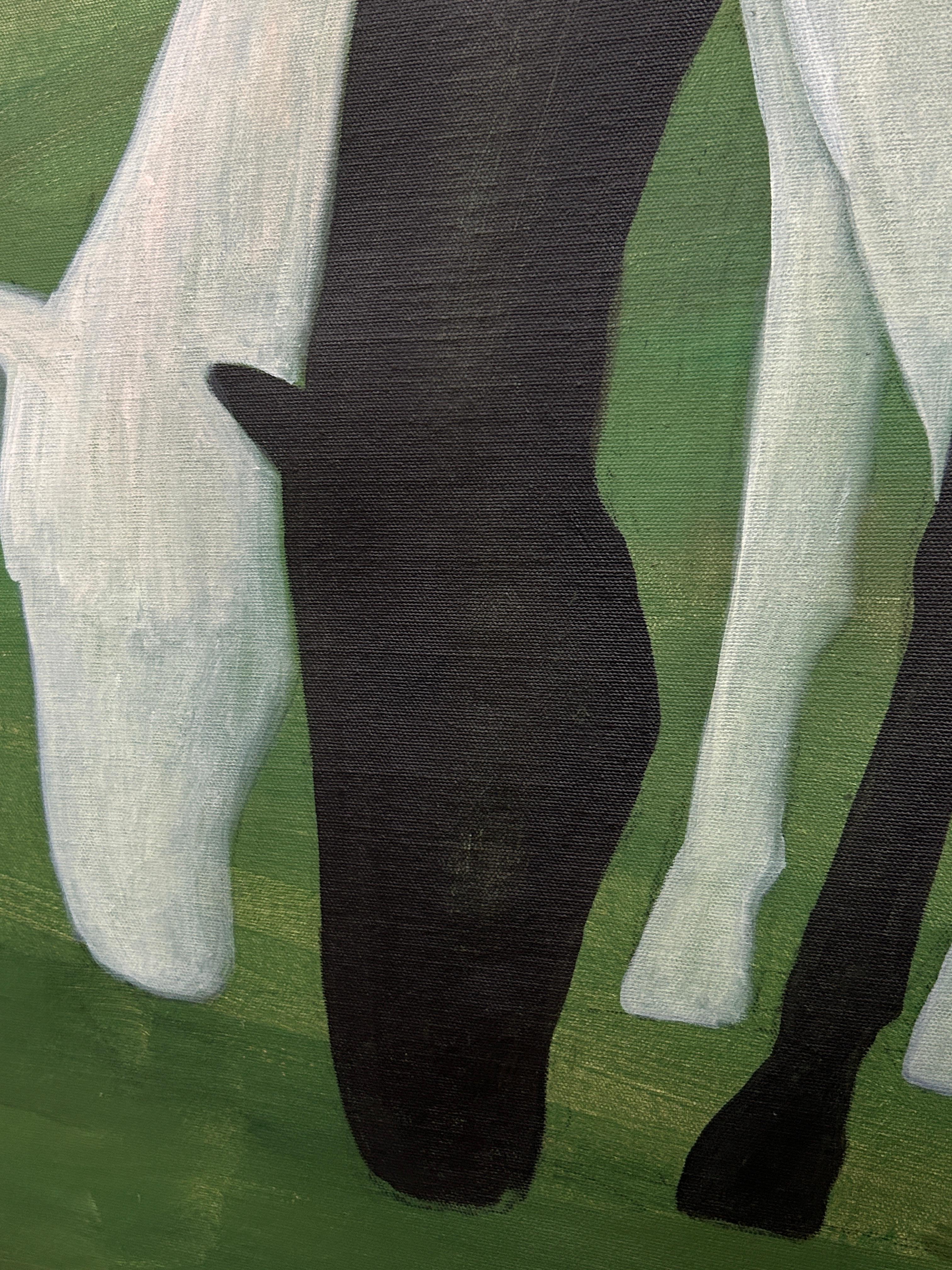 Black horse, white horse - Modern Painting by Olena Kishkurno