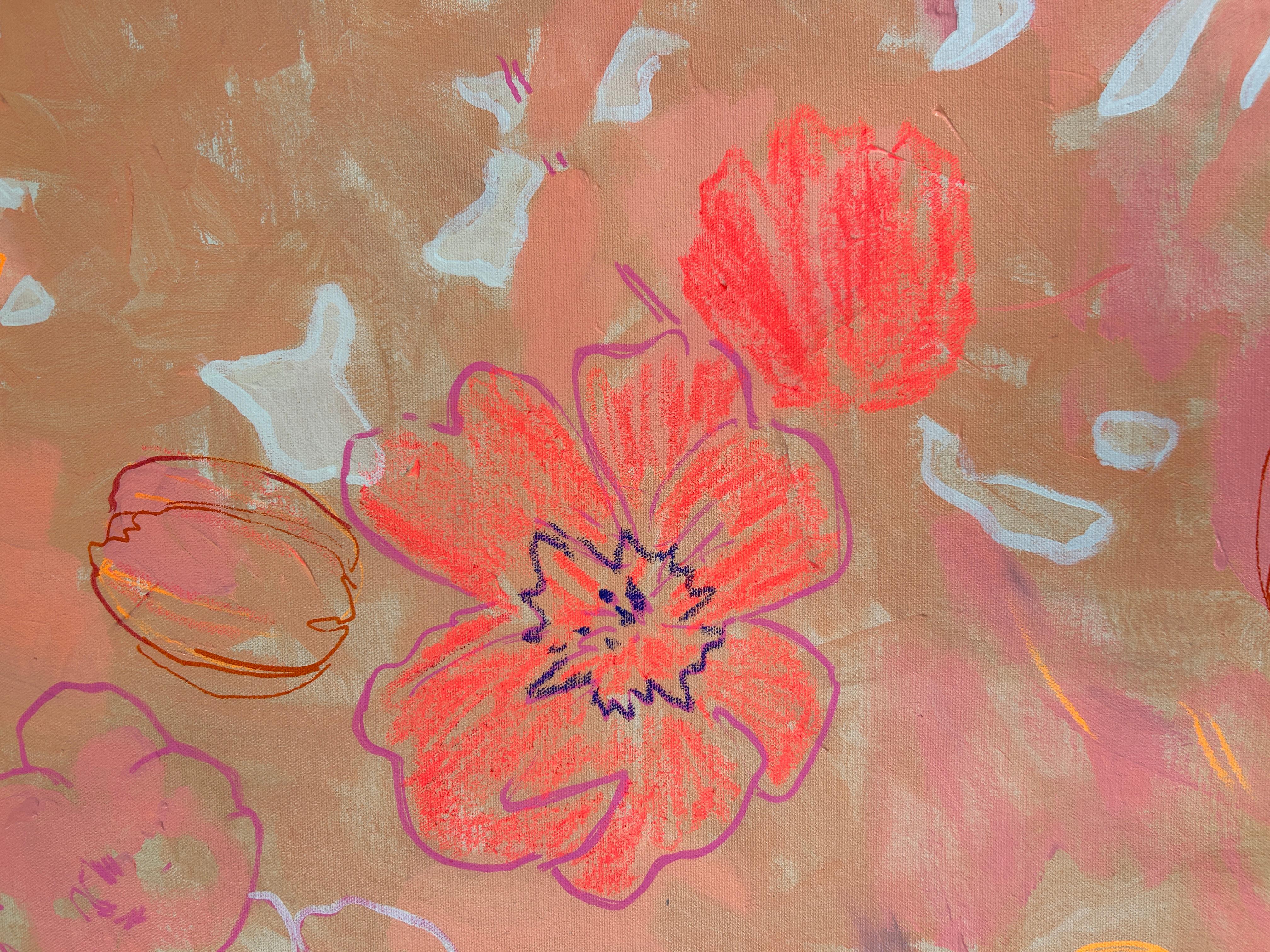 in Rollen verschickt
Acryl und Neonpigment auf Leinwand
In diesem Gemälde geht es darum, wie Licht zu einem Gefühl wird.
Wenn der Morgen gerade erst beginnt und alles um einen herum in ein sanftes rosa Licht getaucht ist - als würde die Luft selbst