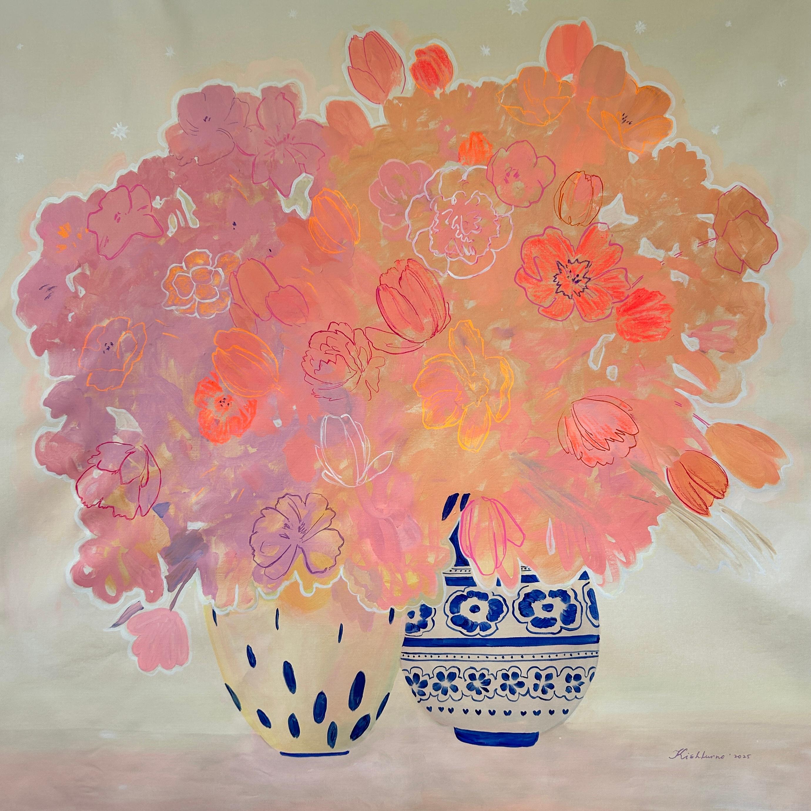 Olena Kishkurno Animal Painting – Gespräch in der Morgendämmerung