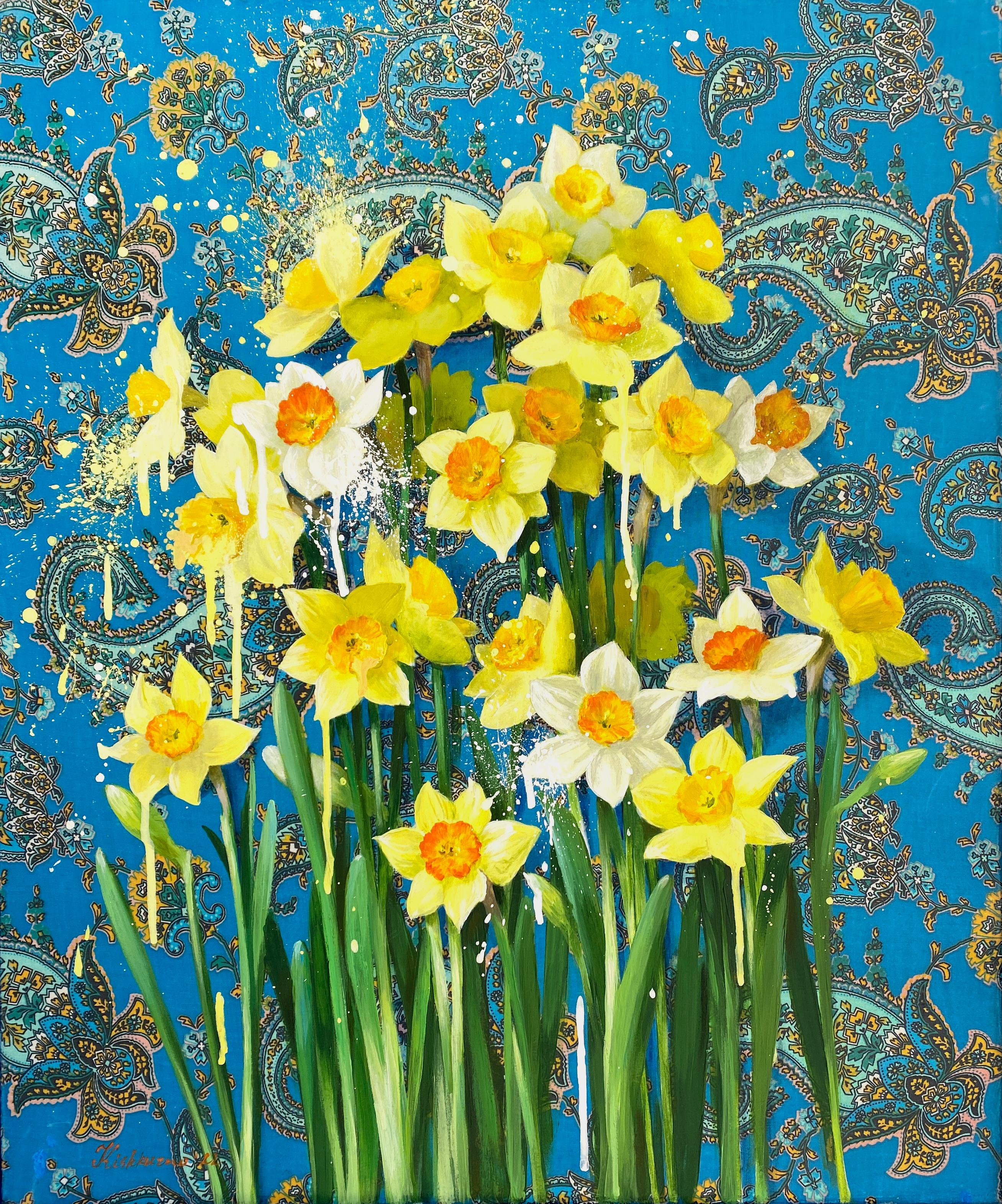 Figurative Painting di Olena Kishkurno - Narcisi per la Vittoria