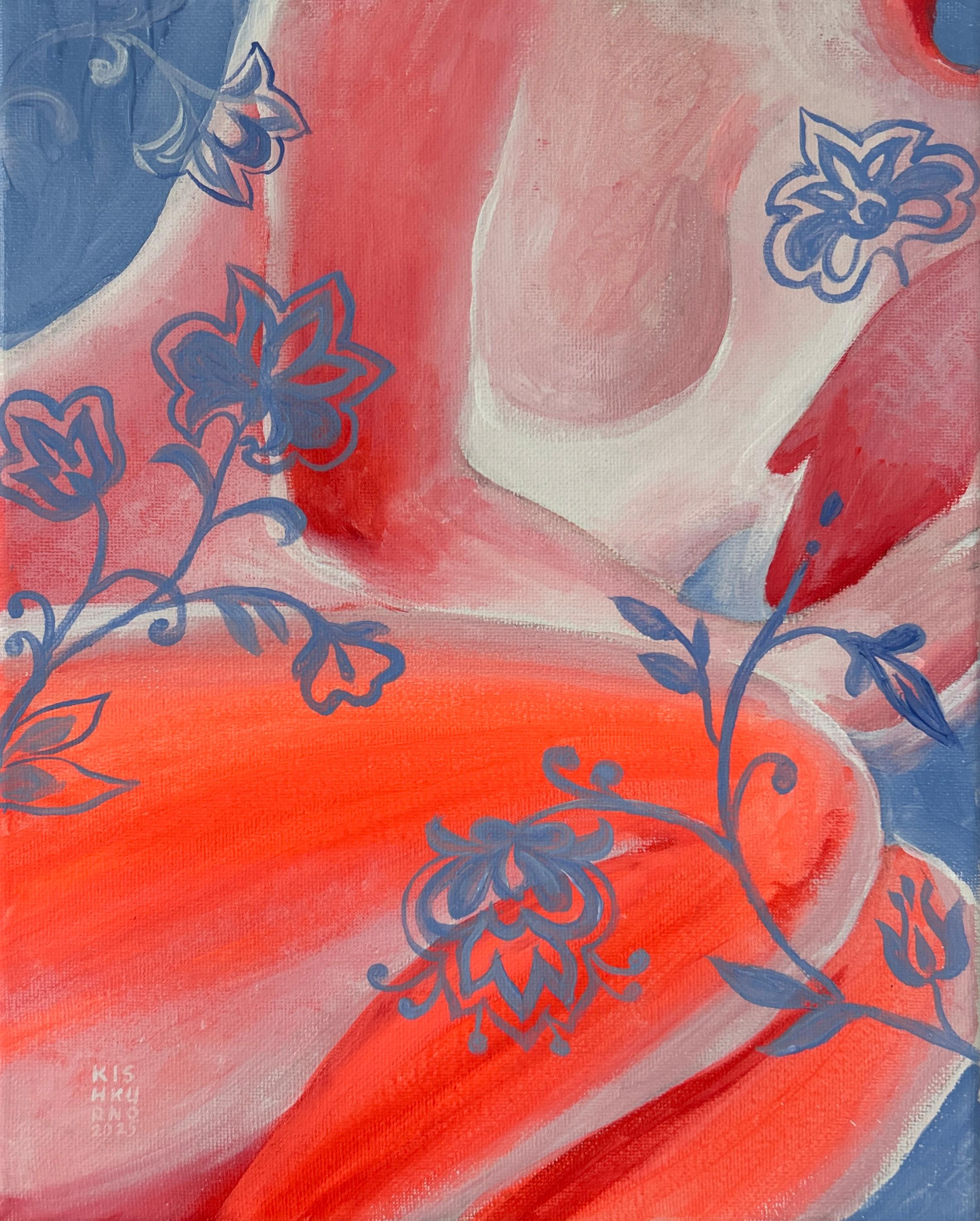 Day dream  I - Pink Nude Painting by Olena Kishkurno