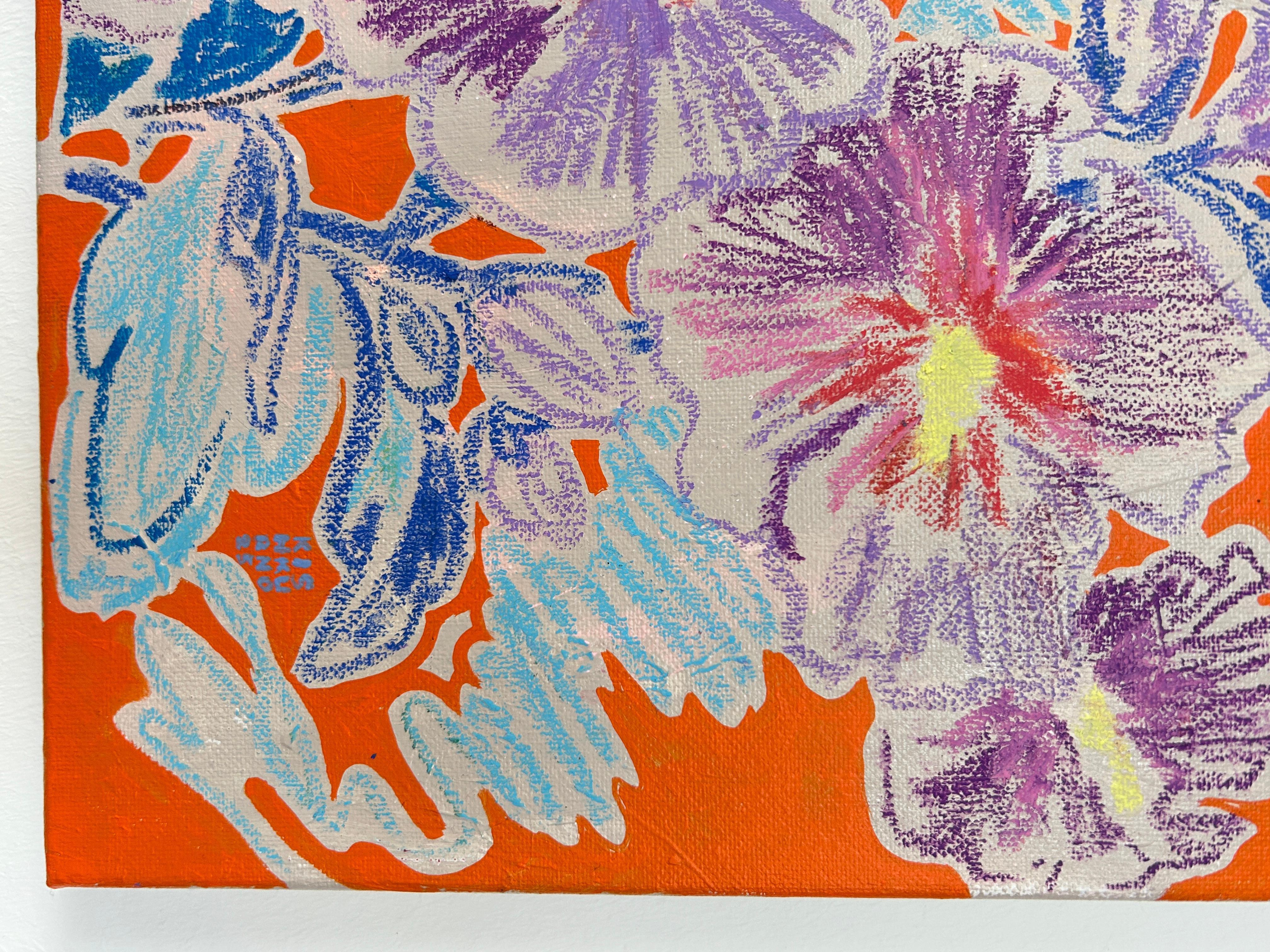 Delulu Blooms 3 - Marron Abstract Painting par Olena Kishkurno