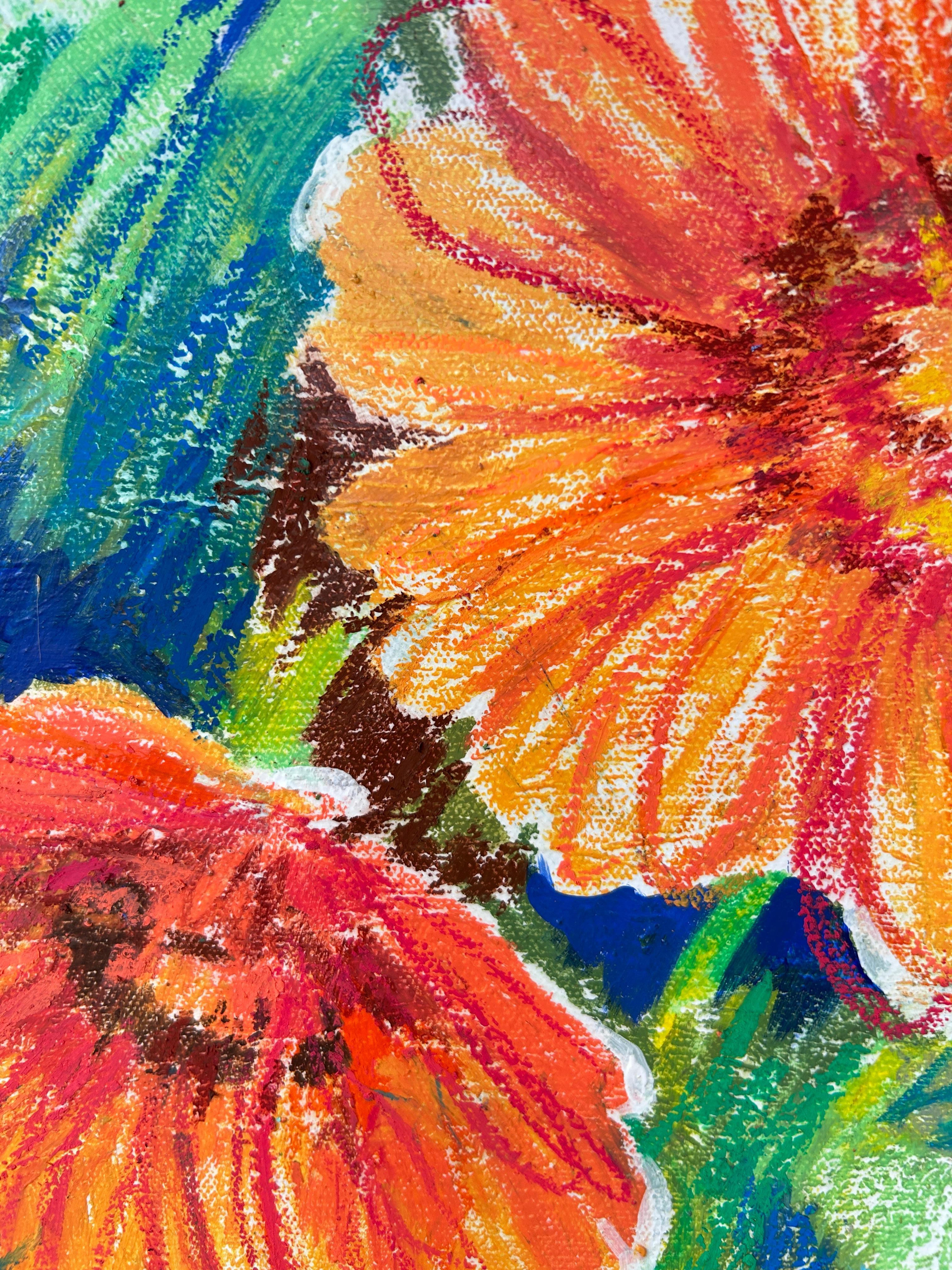 Delulu Blooms - Abstract Expressionist Painting by Olena Kishkurno
