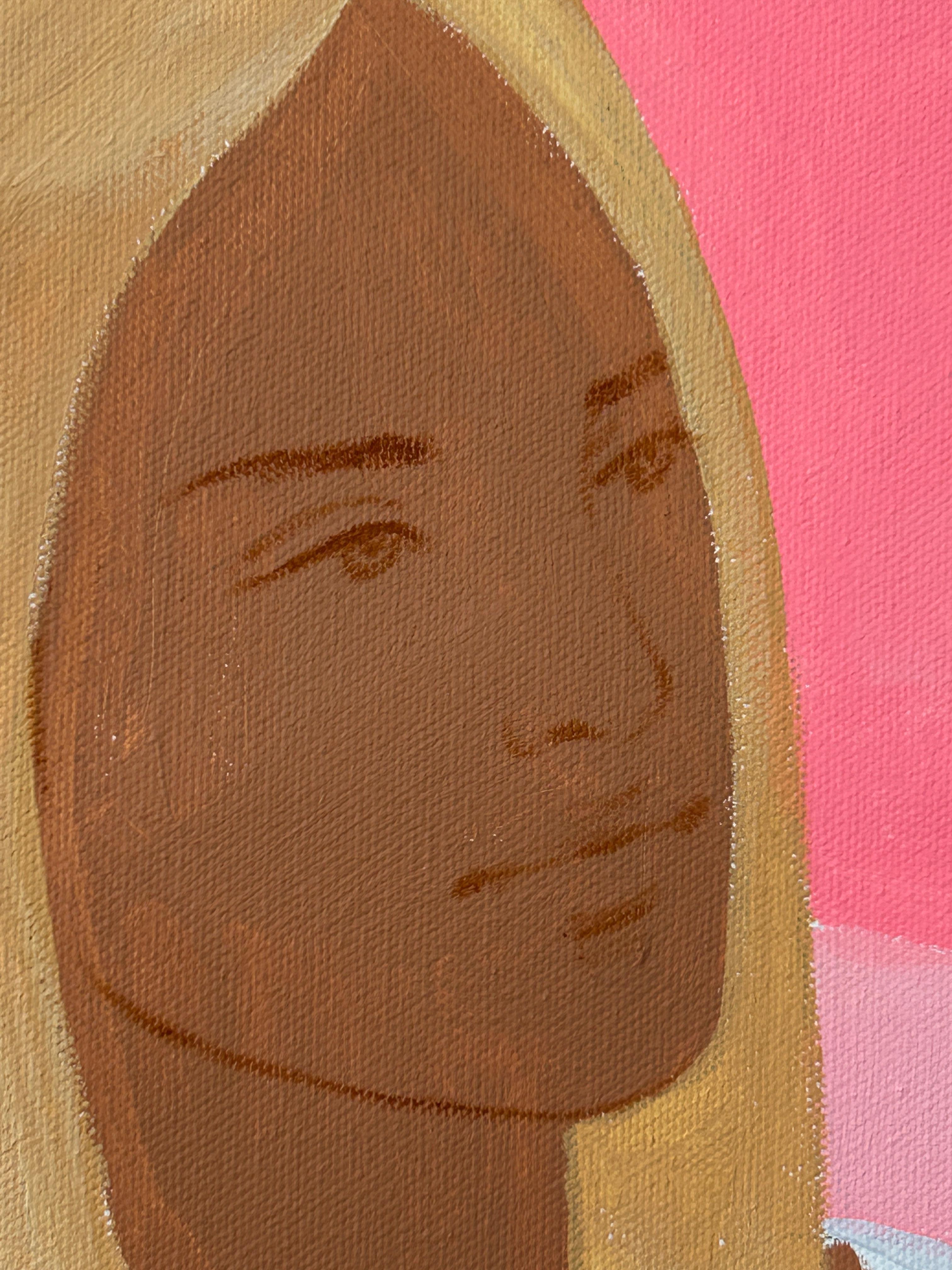Dreamline - Pink Figurative Painting by Olena Kishkurno