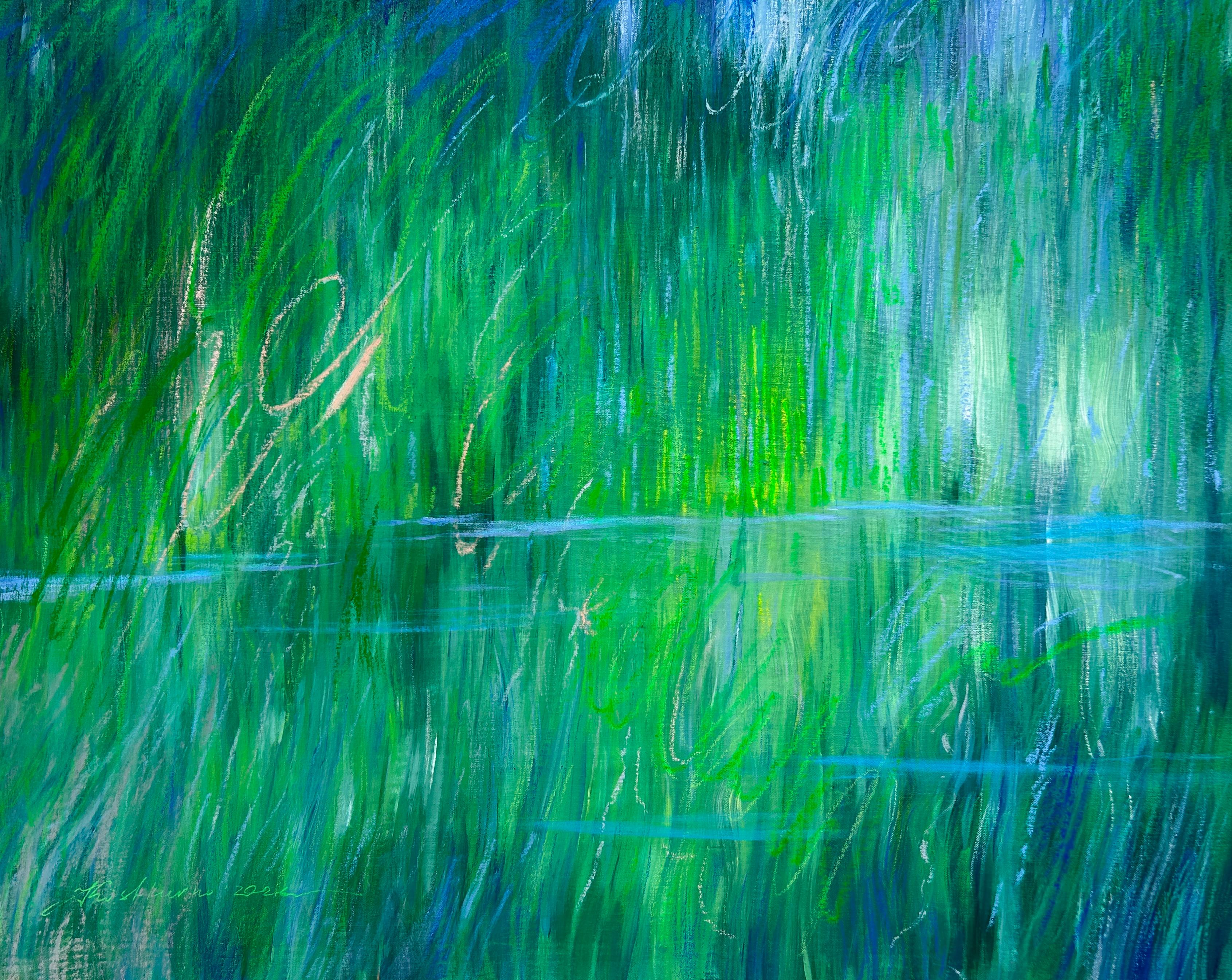 Olena Kishkurno Landscape Painting – Emerald Lake