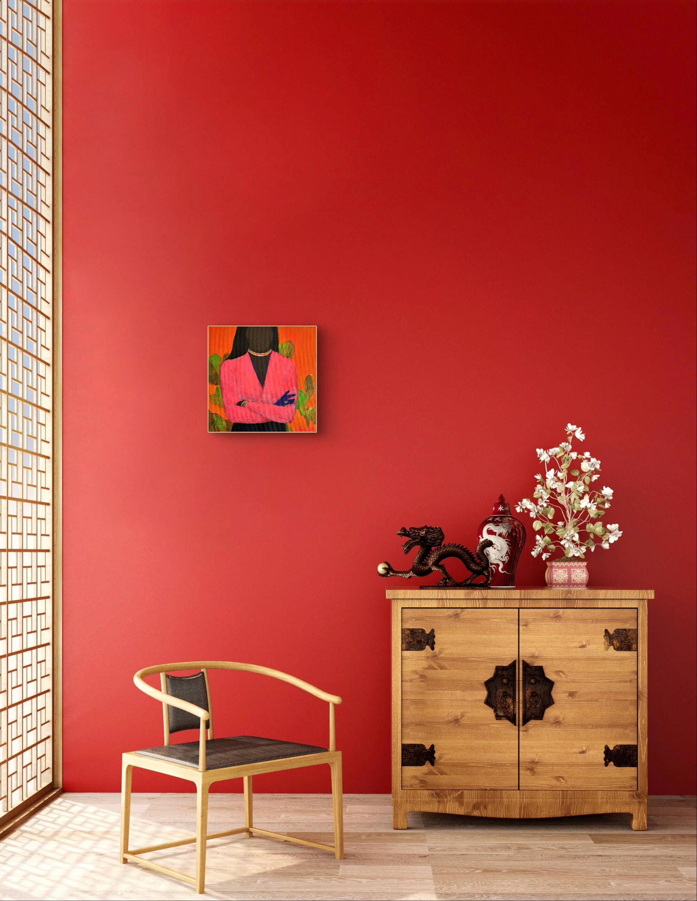 Lass mich in Ruhe (Rot), Figurative Painting, von Olena Kishkurno