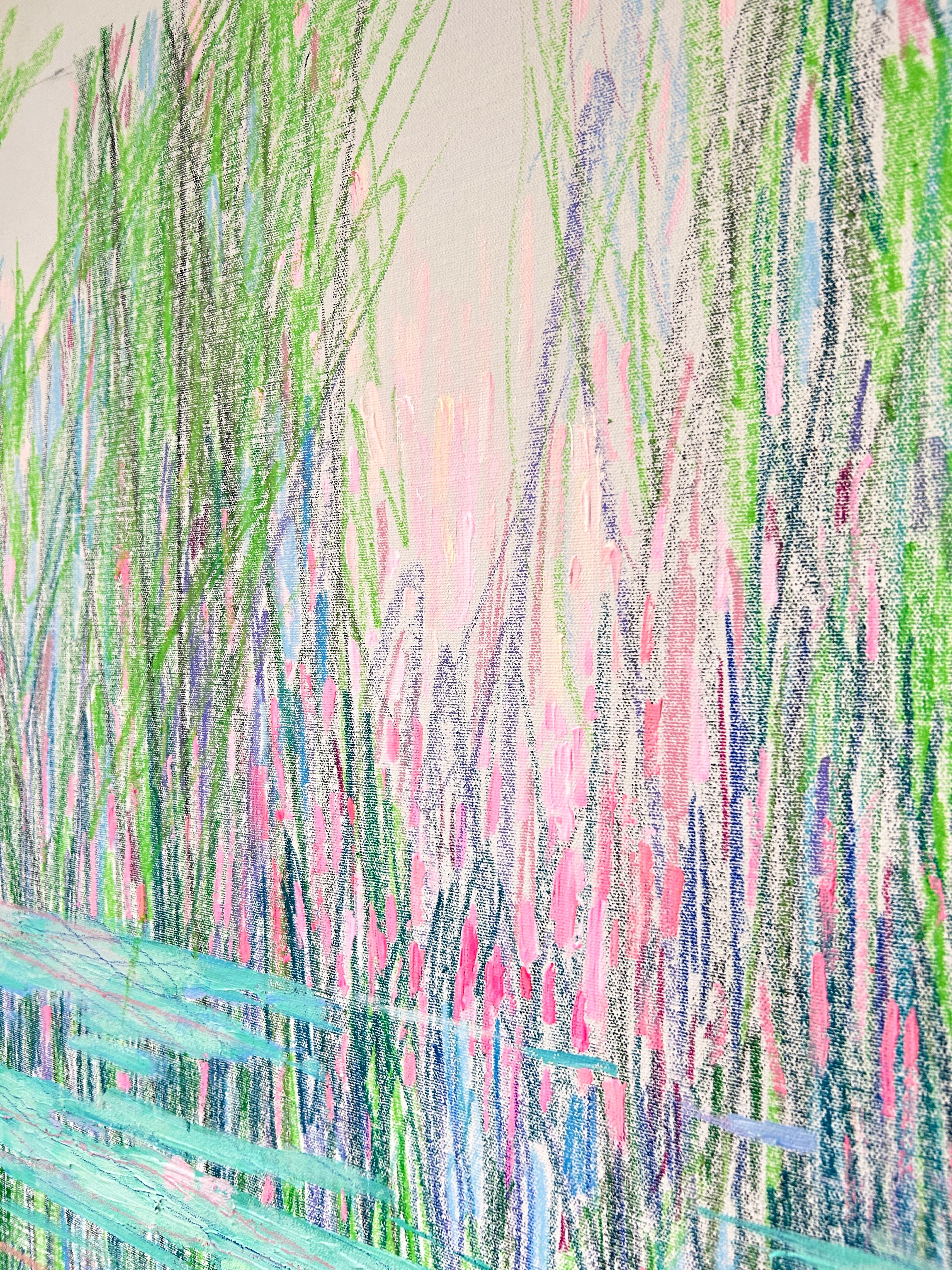 Lilien Teich (Grau), Abstract Painting, von Olena Kishkurno