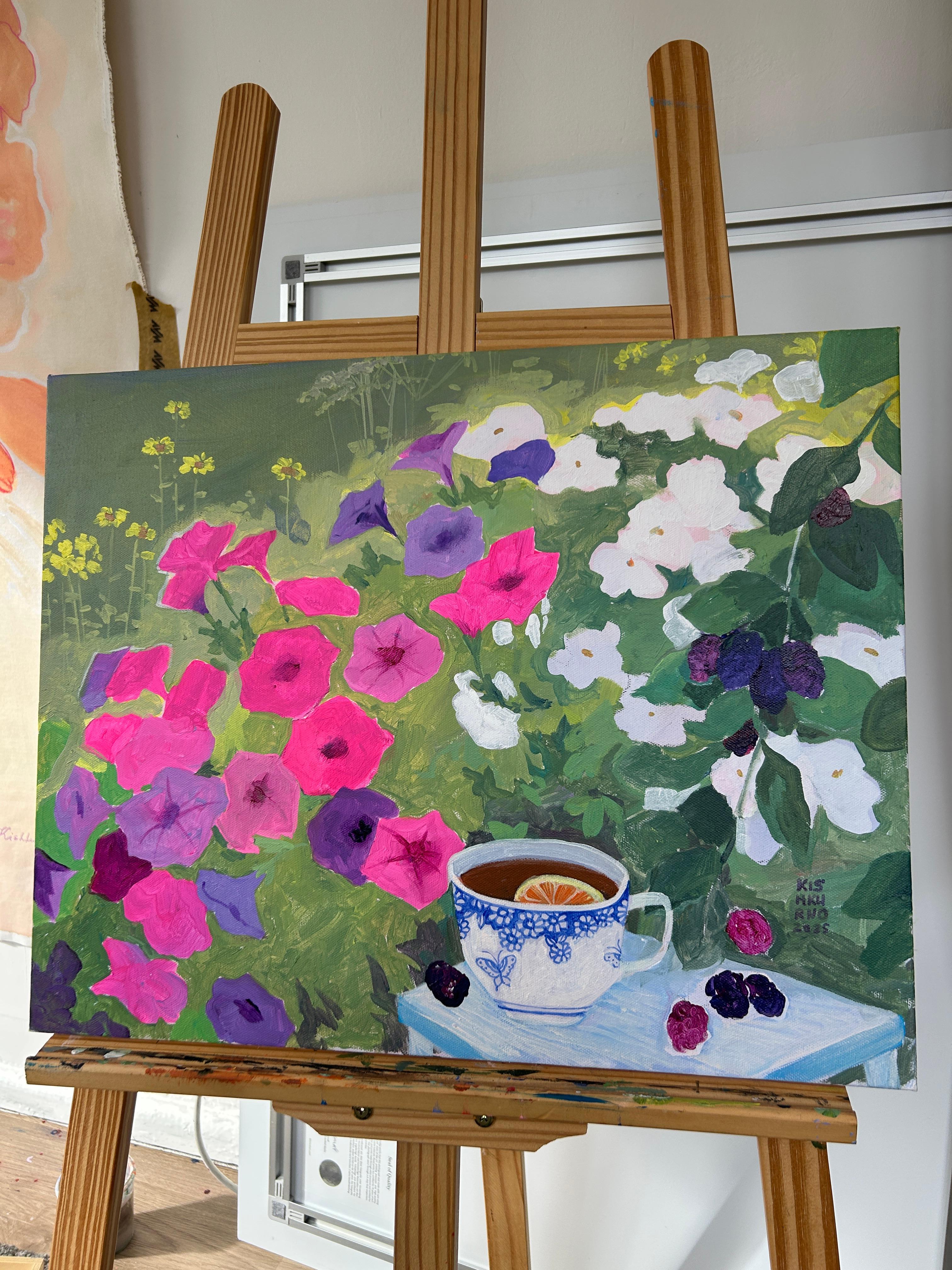 Morgengarten-Tee – Painting von Olena Kishkurno