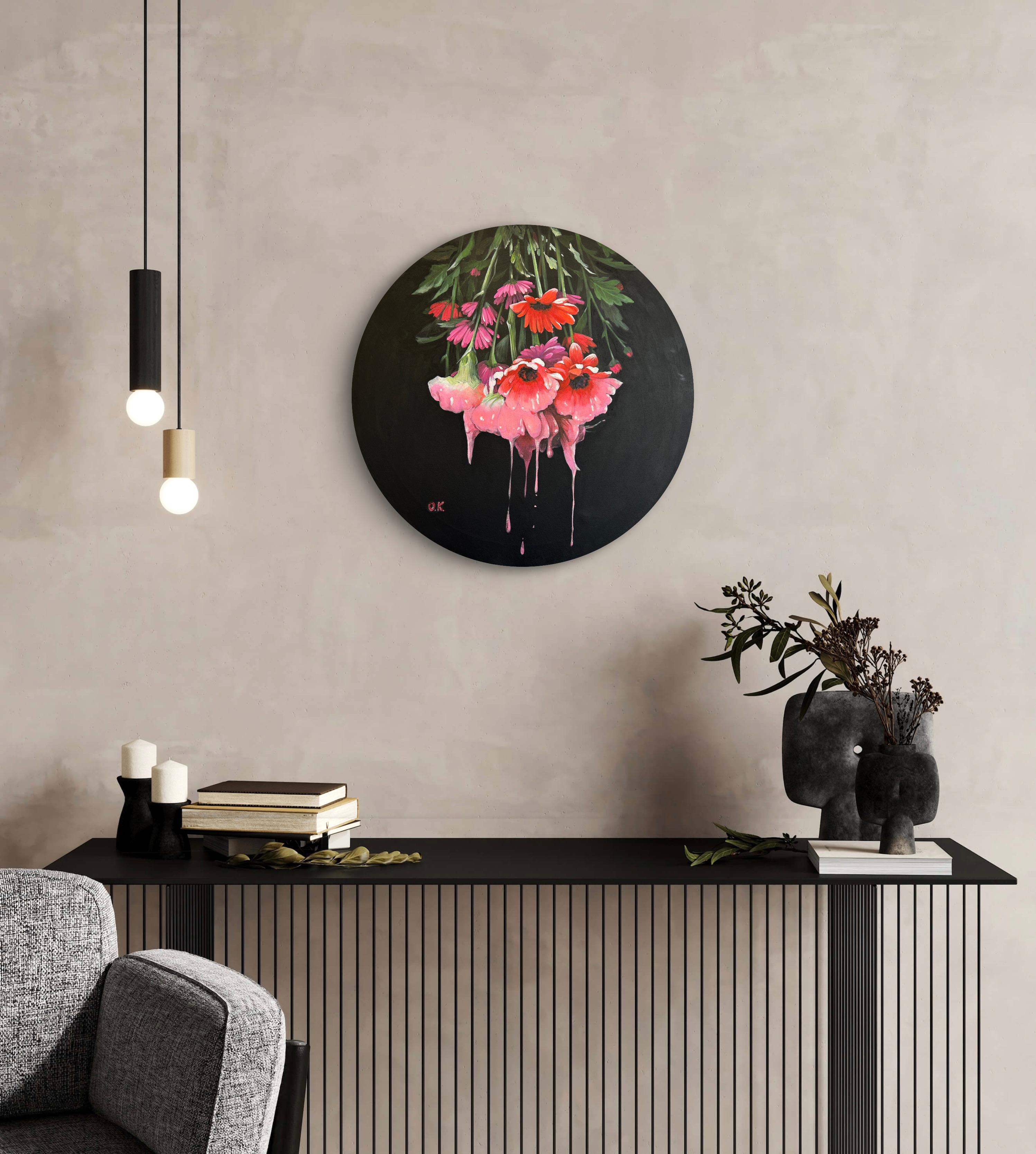 This painting reflects the subtle transformations we experience within ourselves. The flowers appear to dissolve and shift, symbolizing the ever-changing nature of our emotions and states of being. It invites the viewer to remember that nothing