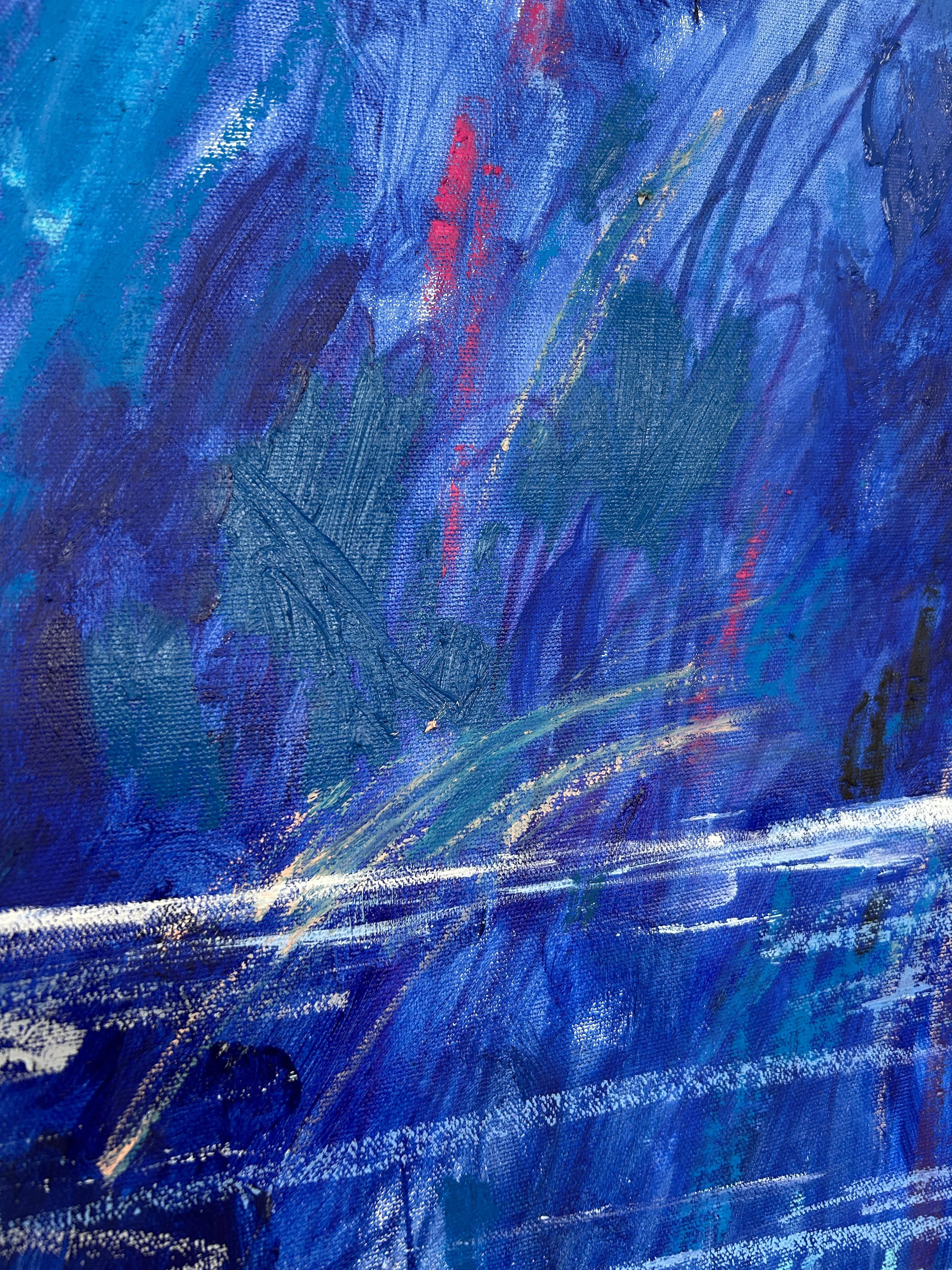 Le silence - Bleu Abstract Painting par Olena Kishkurno