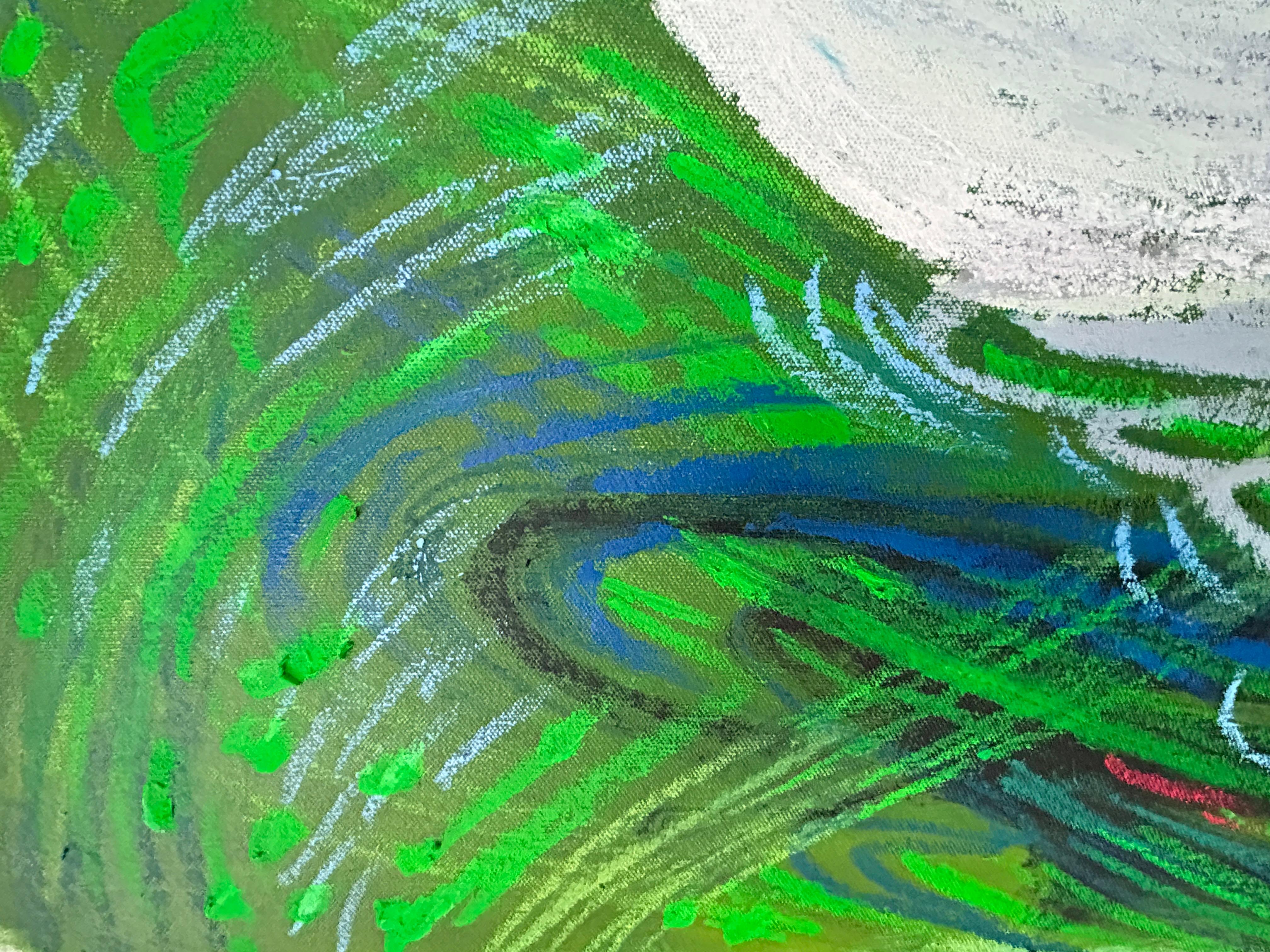 Fleurs de printemps - Bleu Abstract Painting par Olena Kishkurno