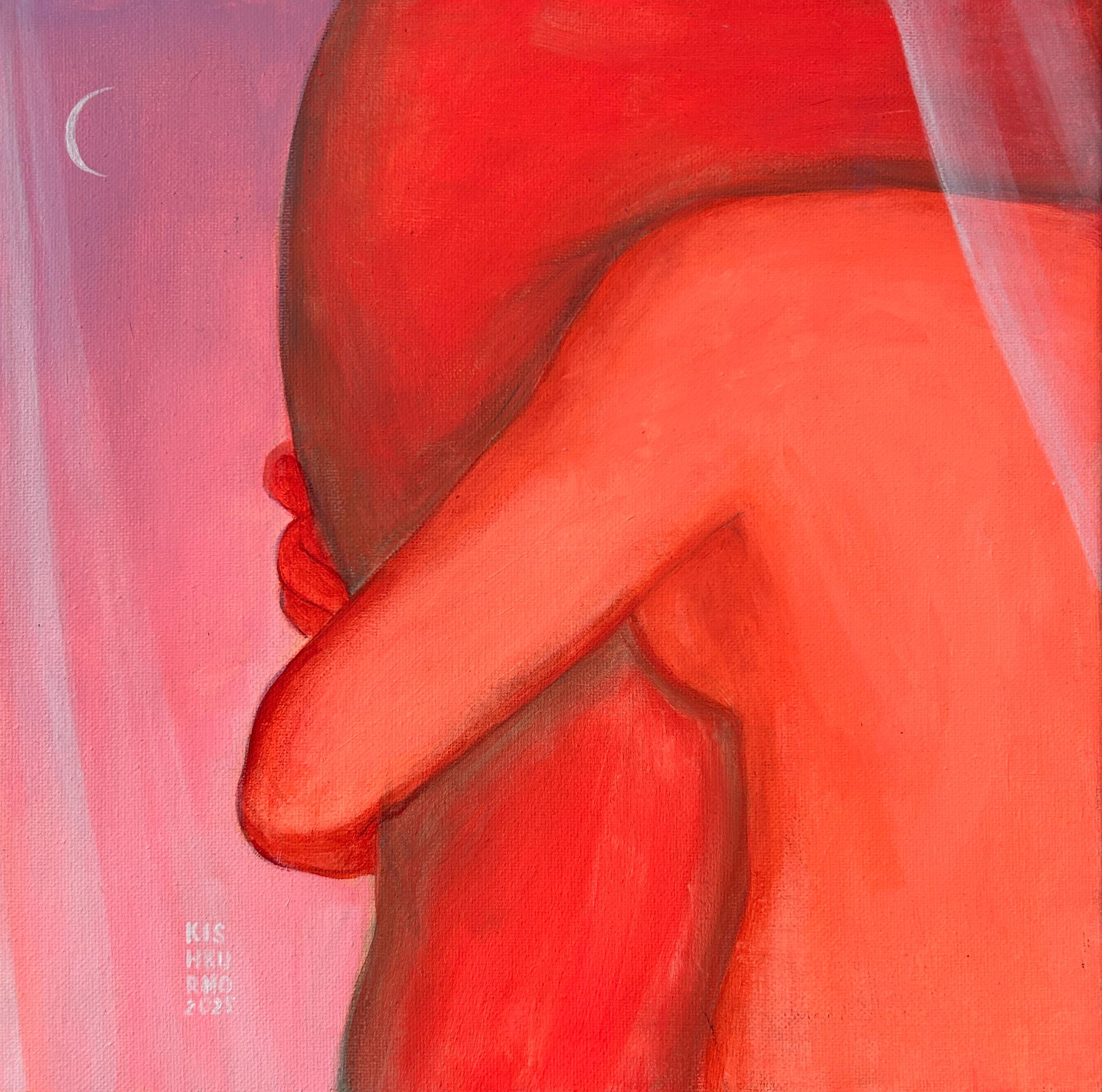 Olena Kishkurno Figurative Painting - The birth of the new Moon