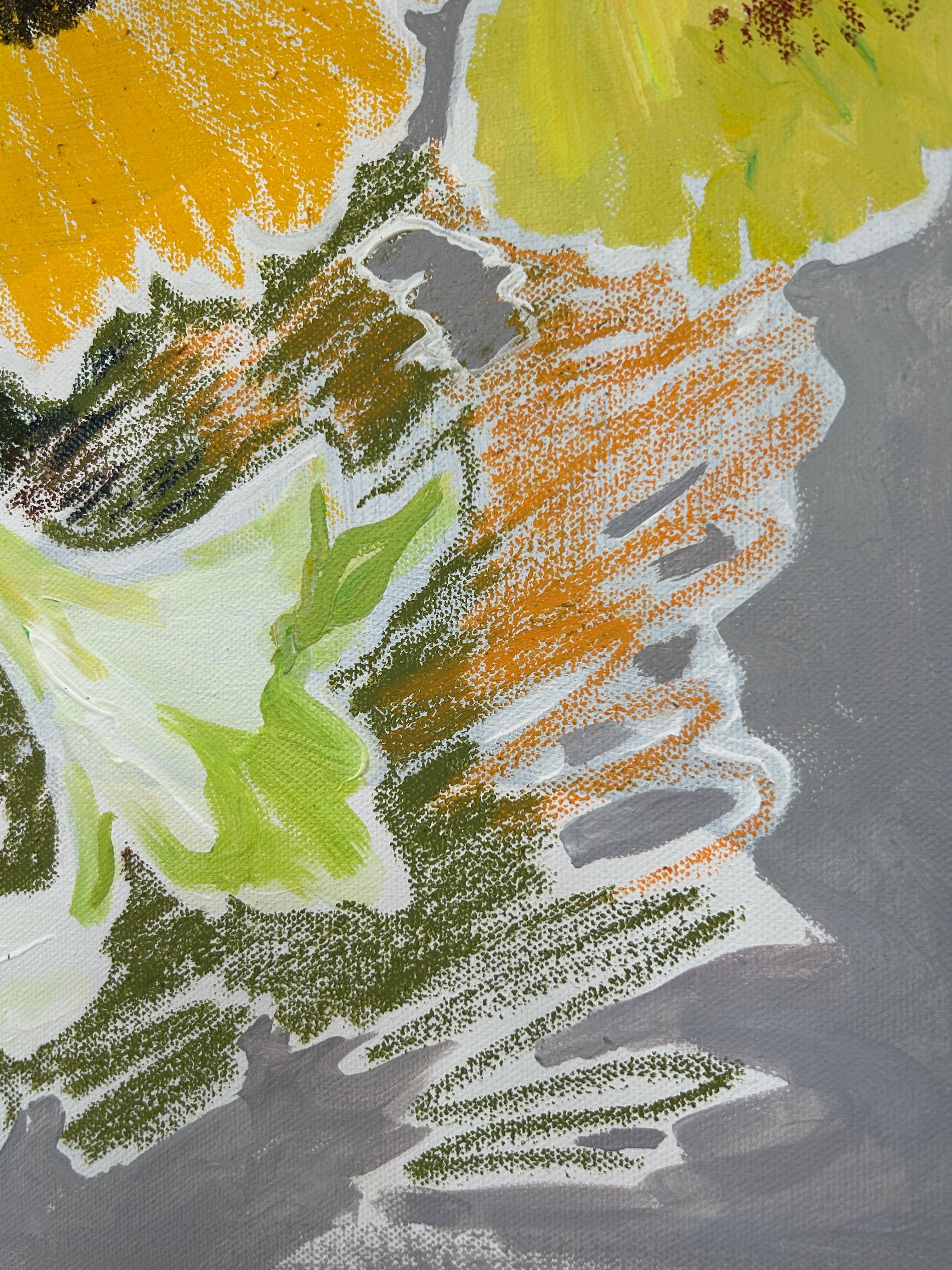 shipped in roll
“Where the Light Stays” captures the warmth of late summer — that moment when the sun grows softer, yet its radiance continues to live in everything it touches.
The sunflowers become vessels of this light, holding within them a quiet