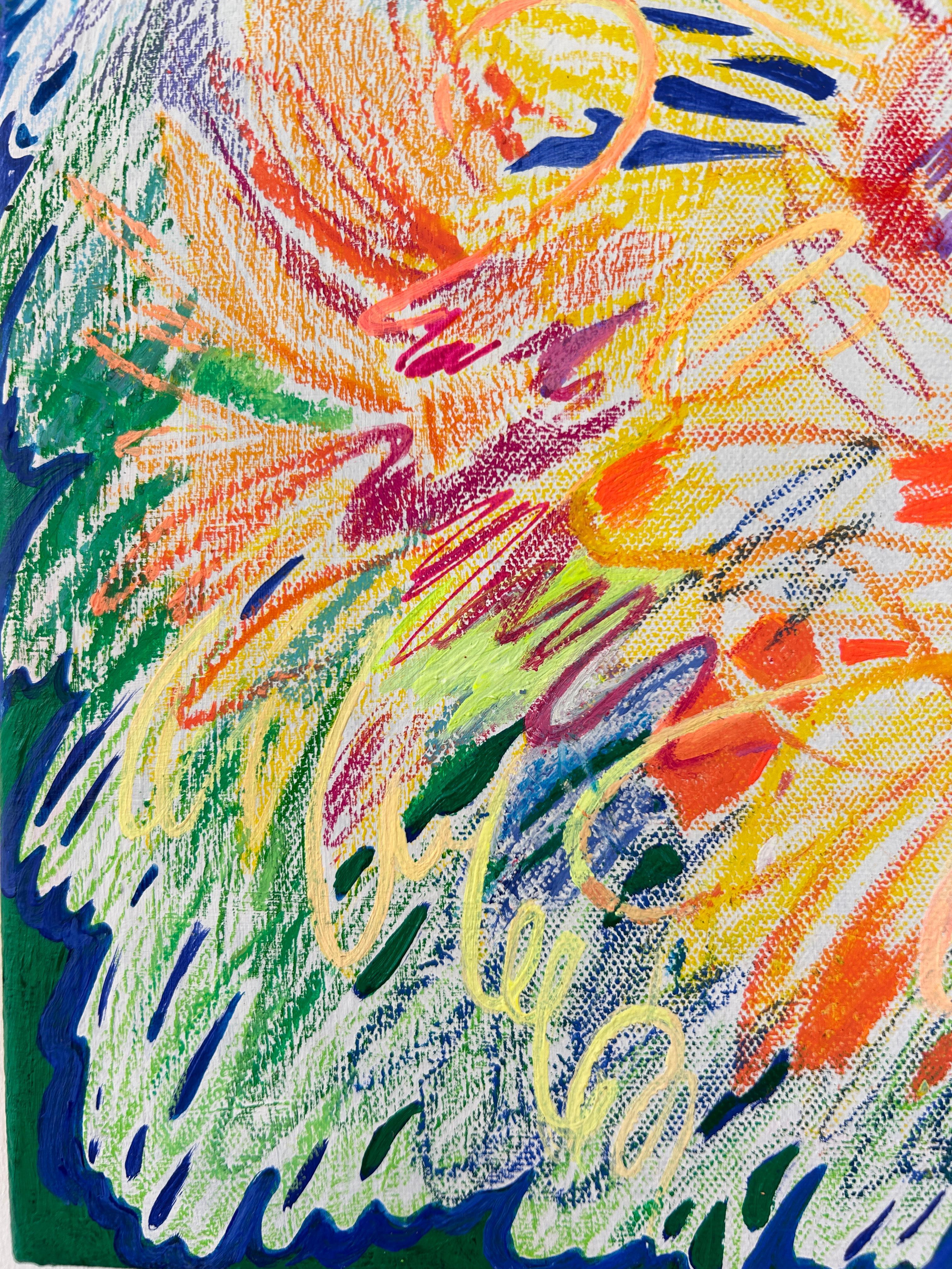 What Plants Dream Of - Beige Abstract Painting by Olena Kishkurno
