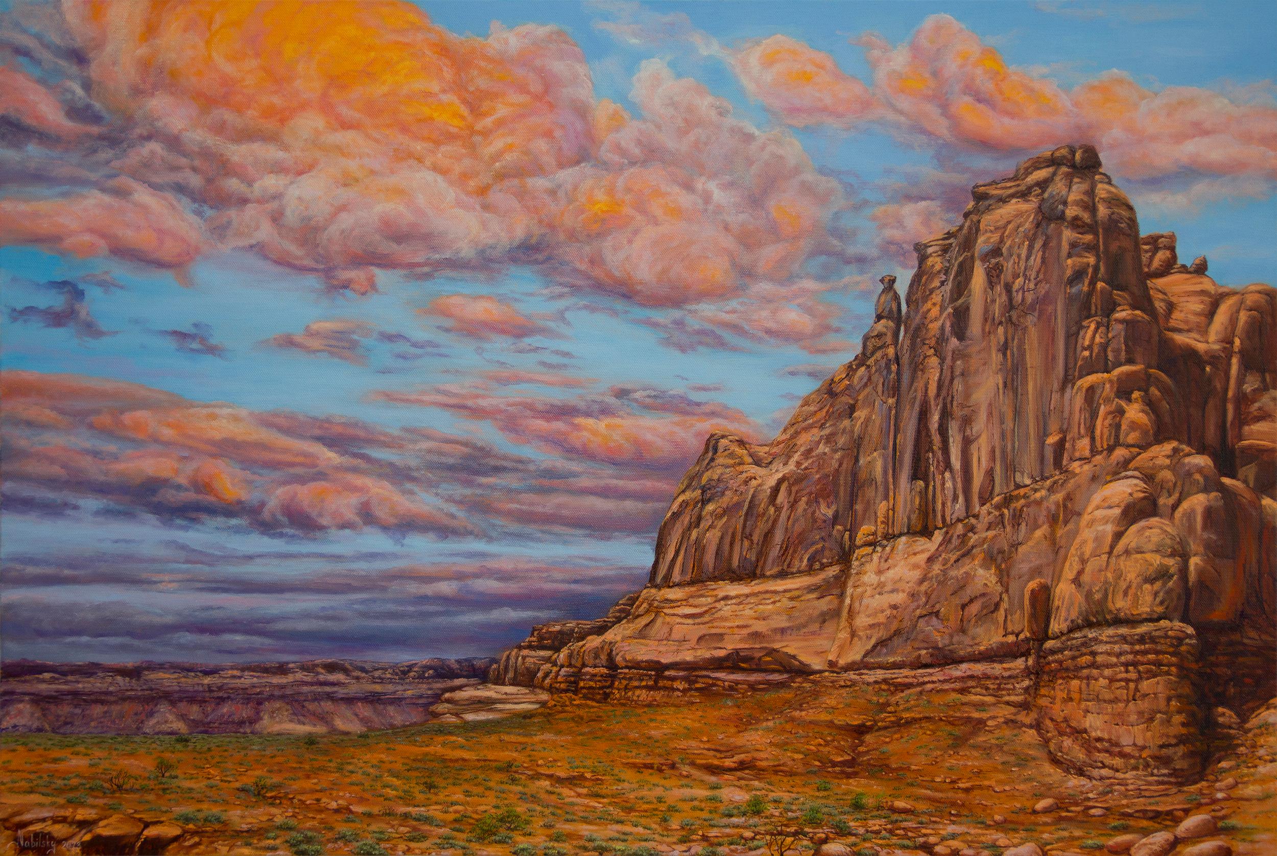 Roccia della Fortezza, Pittura a olio - Art di Olena Nabilsky