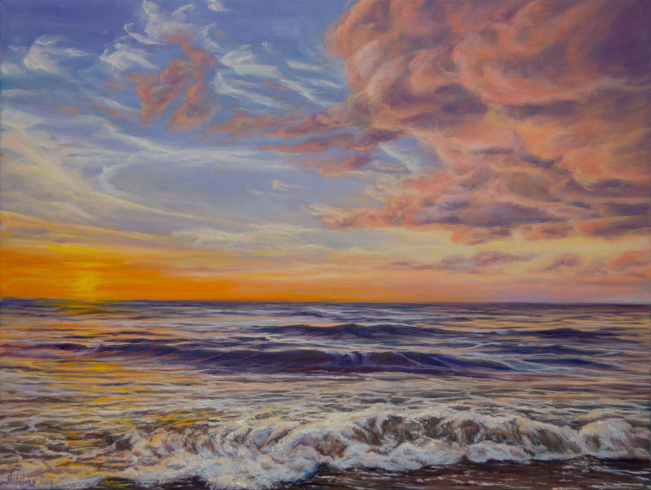 Olena Nabilsky Landscape Painting - Gentle Sunrise, Oil Painting