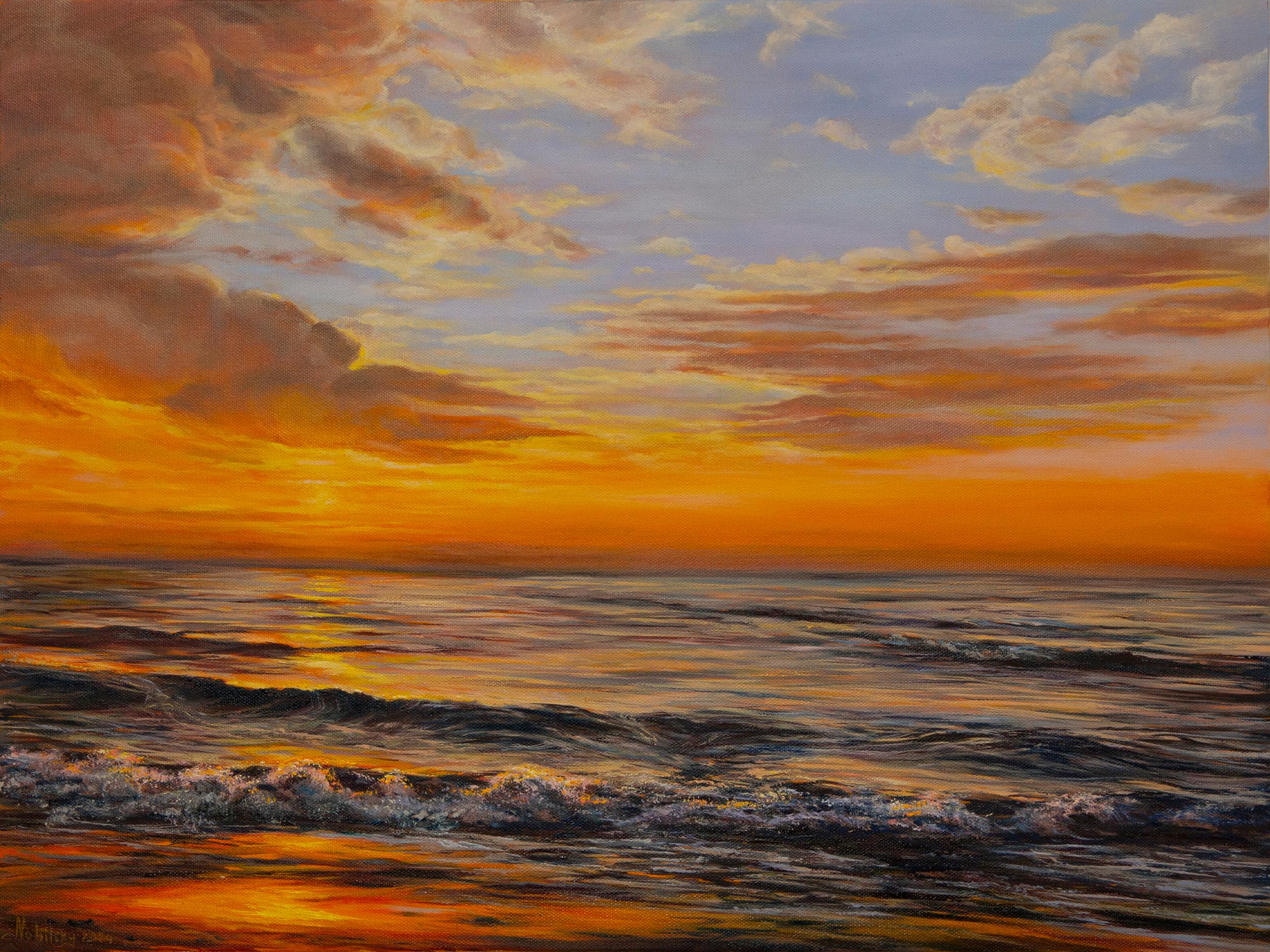 Landscape Painting de Olena Nabilsky - Hora dorada, Pintura al óleo