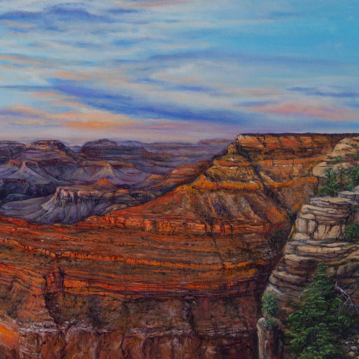 <p>Kommentare des Künstlers<br>Mit dem Anbruch der Morgendämmerung nimmt der Grand Canyon einen weiteren flüchtigen Moment seiner zeitlosen Existenz auf. Seine Schichten spiegeln die majestätische Erhabenheit dieses Naturwunders wider. Die