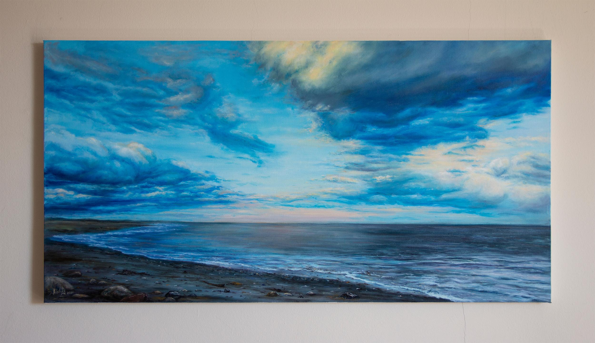 <p>Artist Comments<br>Inspired by a walk along the beaches of Long Island, artist Olena Nabilsky presents an idyllic scene where the ocean meets the sky. The air and water dance together, creating a harmonious union of vibrant blue stretching