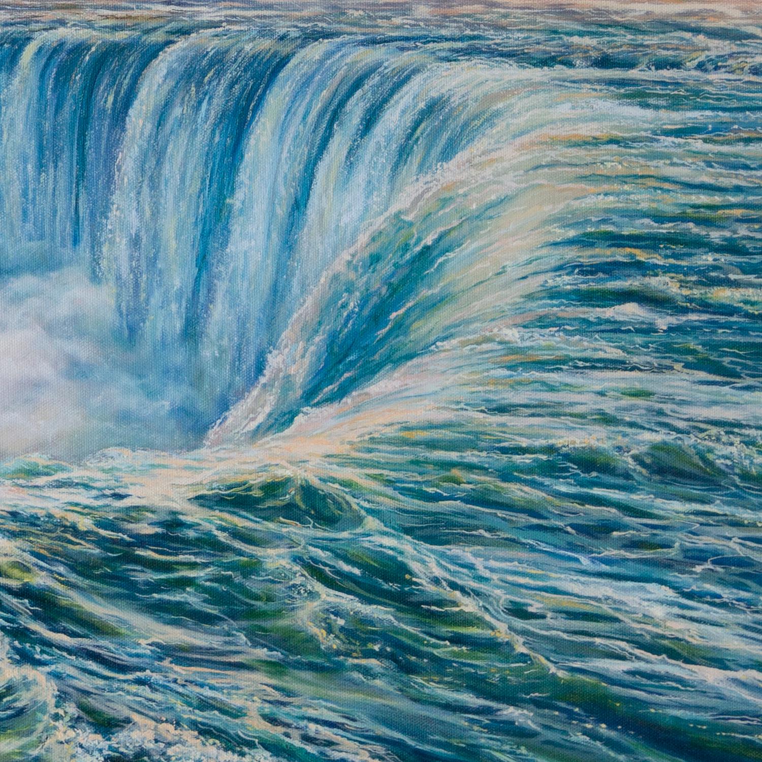 <p>Kommentare des Künstlers<br>Der atemberaubende Anblick der Niagarafälle fängt die faszinierende Verschmelzung der Wasserfälle und des bezaubernden Himmels in der Dämmerung ein. Laut der Künstlerin Olena Nabilsky ist der Wunsch, dieses Naturwunder