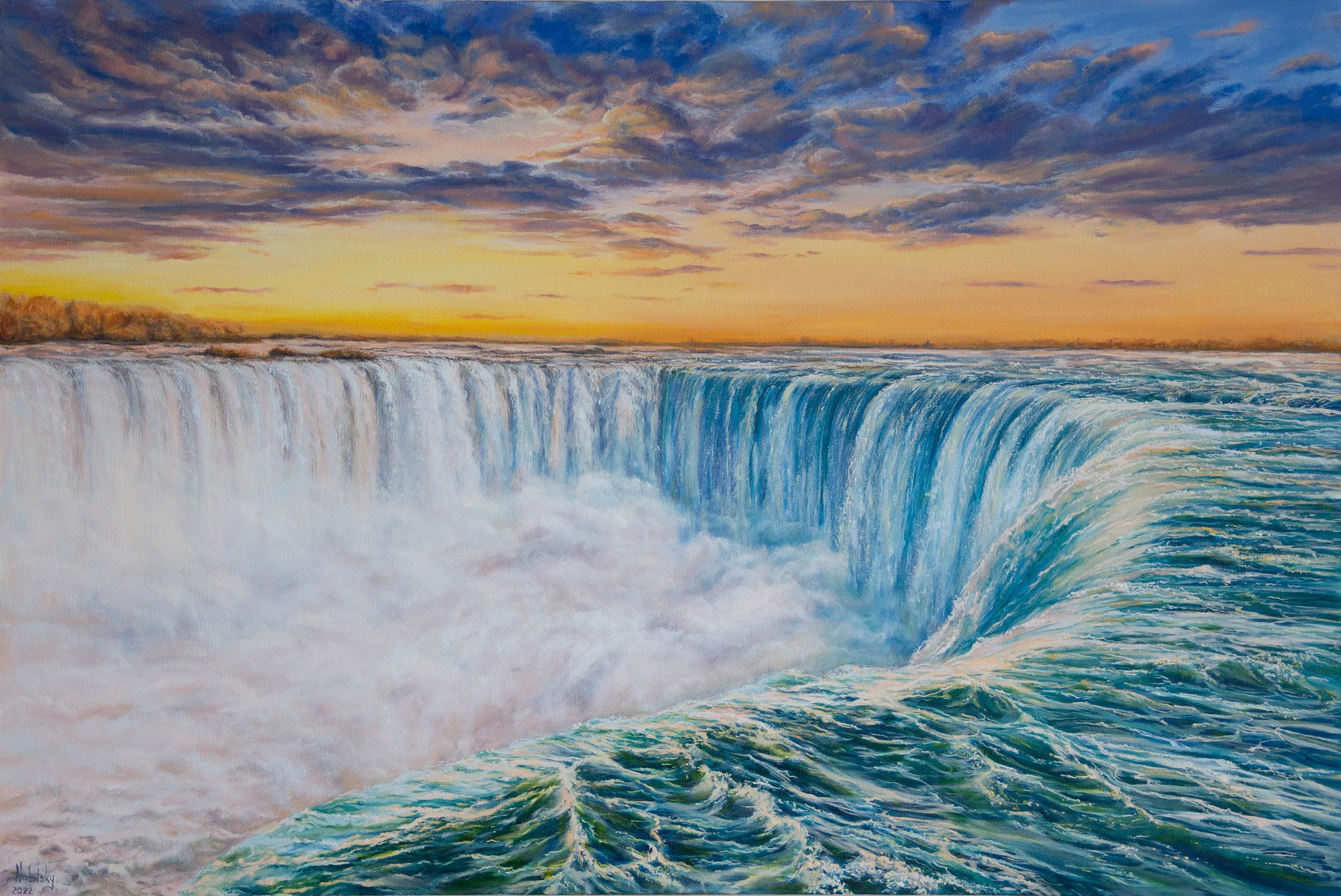 Olena Nabilsky Landscape Painting – Niagara, Ölgemälde