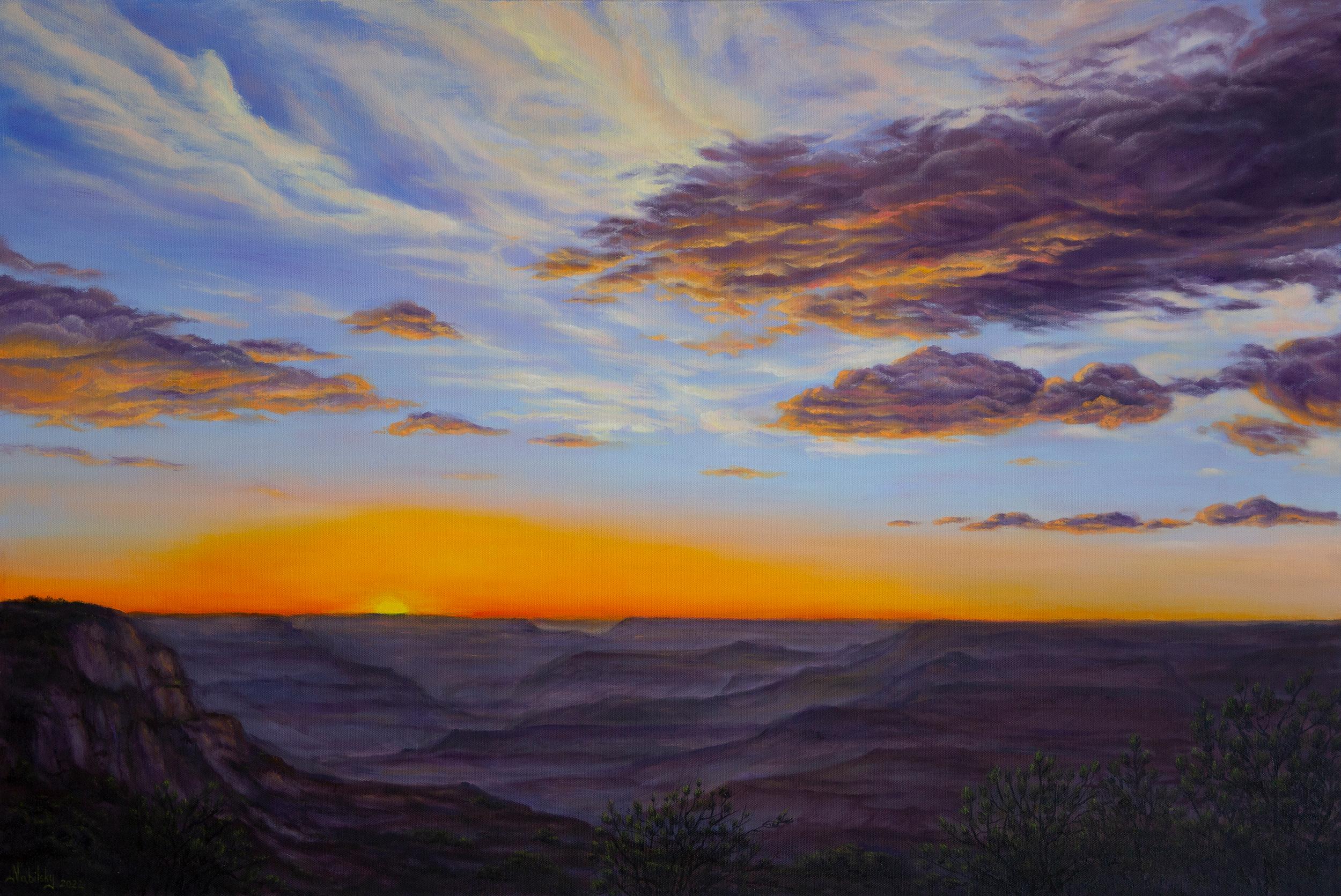 Sunset, Oil Painting - Art by Olena Nabilsky
