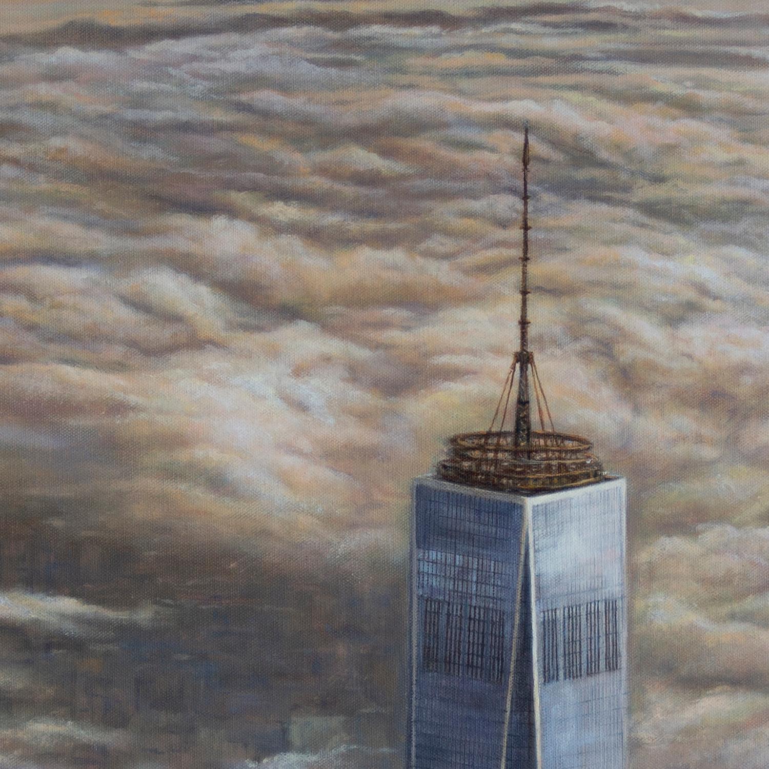 <p>Commentaires de l'artiste<br>Les impressionnants gratte-ciel de New York ne manquent jamais de captiver l'artiste Olena Nabilsky par leur puissance et leur beauté, qui s'étendent dans le ciel. Lors des moments de couverture nuageuse, la ville se