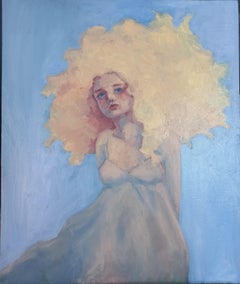 La fille au pissenlit, portrait, huile sur toile, 2024