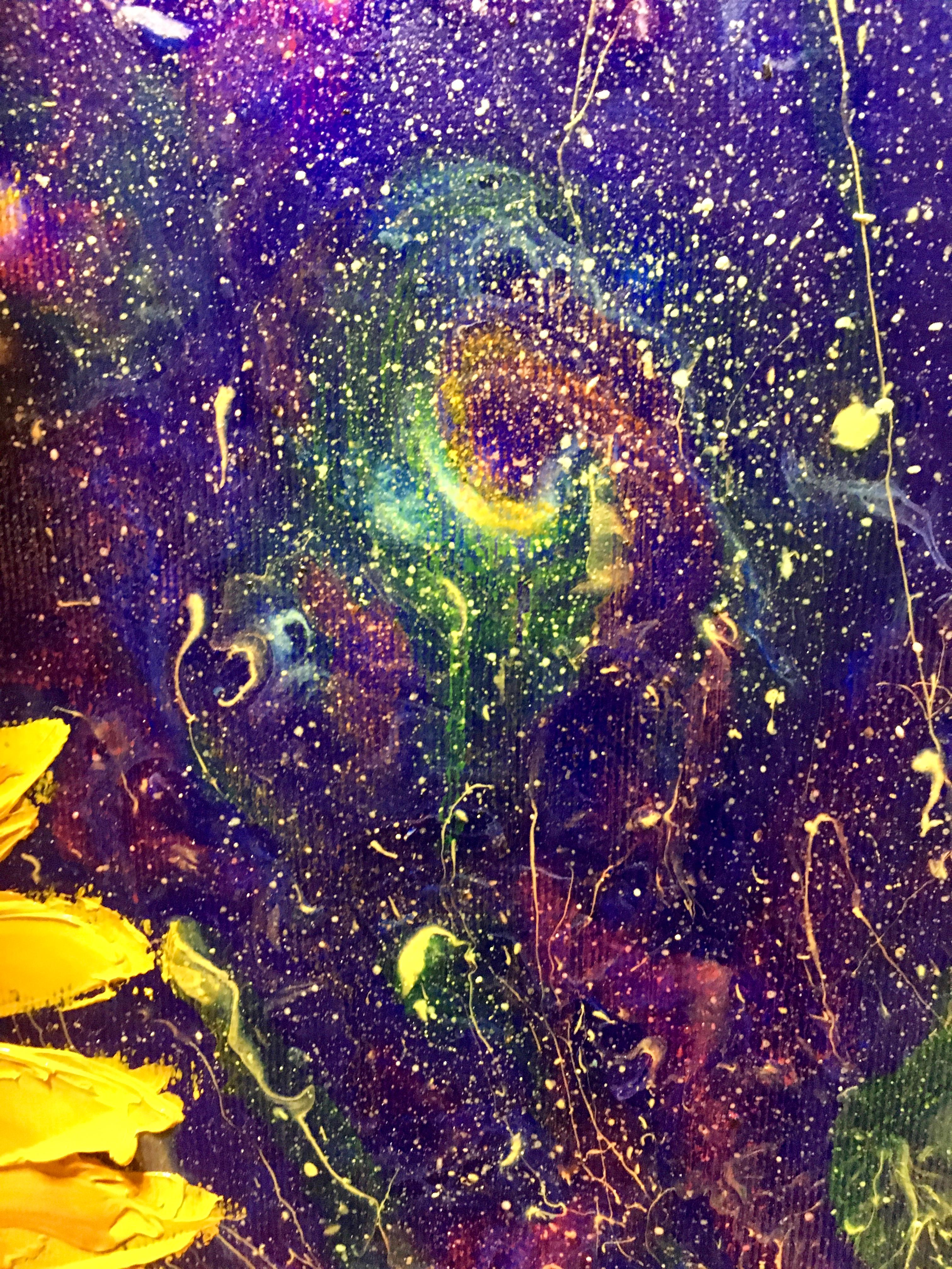 «Sunflowering Galaxy», cycle «We Are» - Abstract Painting by Olena Smal