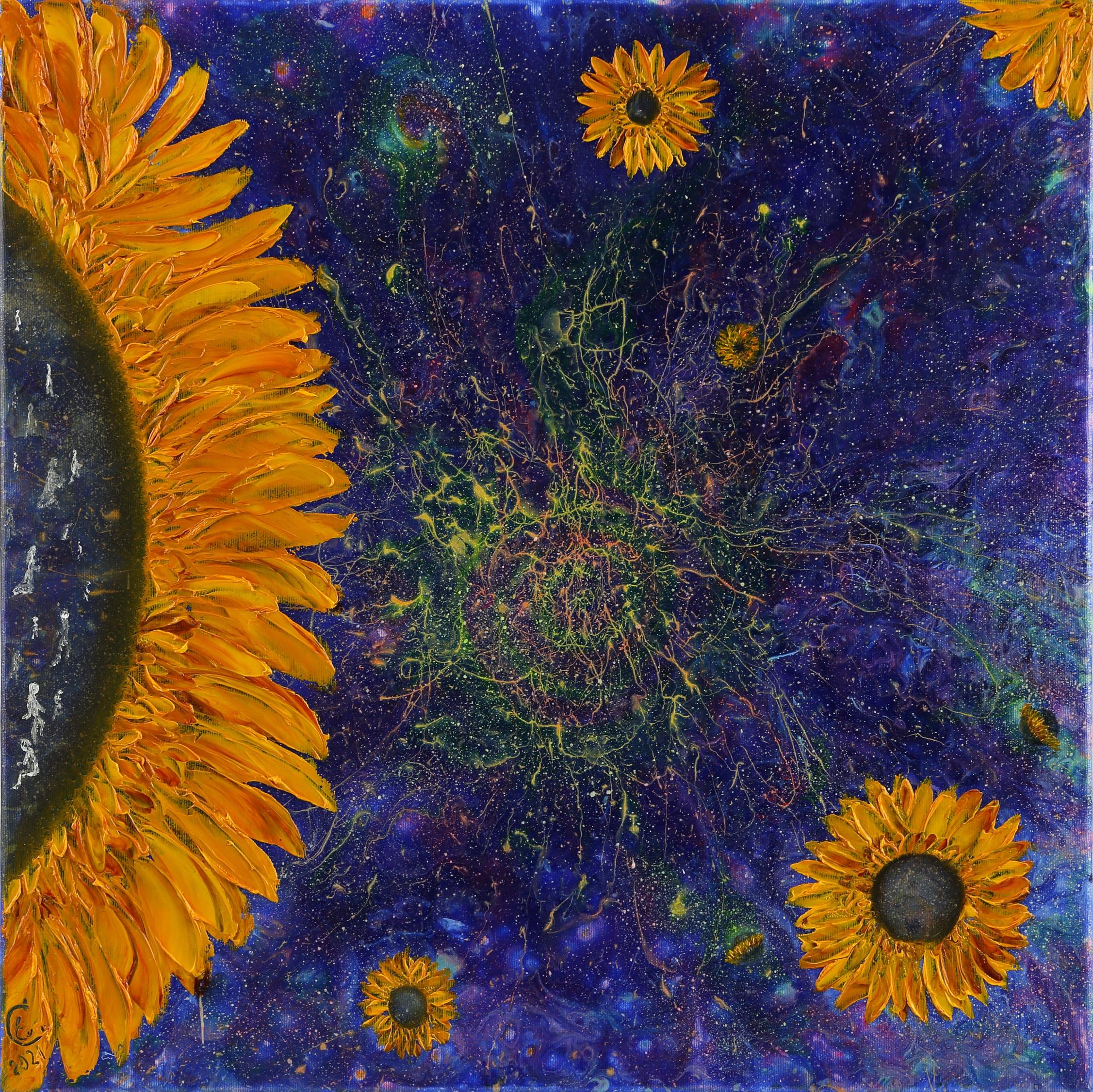 Olena Smal Abstract Painting - «Sunflowering Galaxy», cycle «We Are»