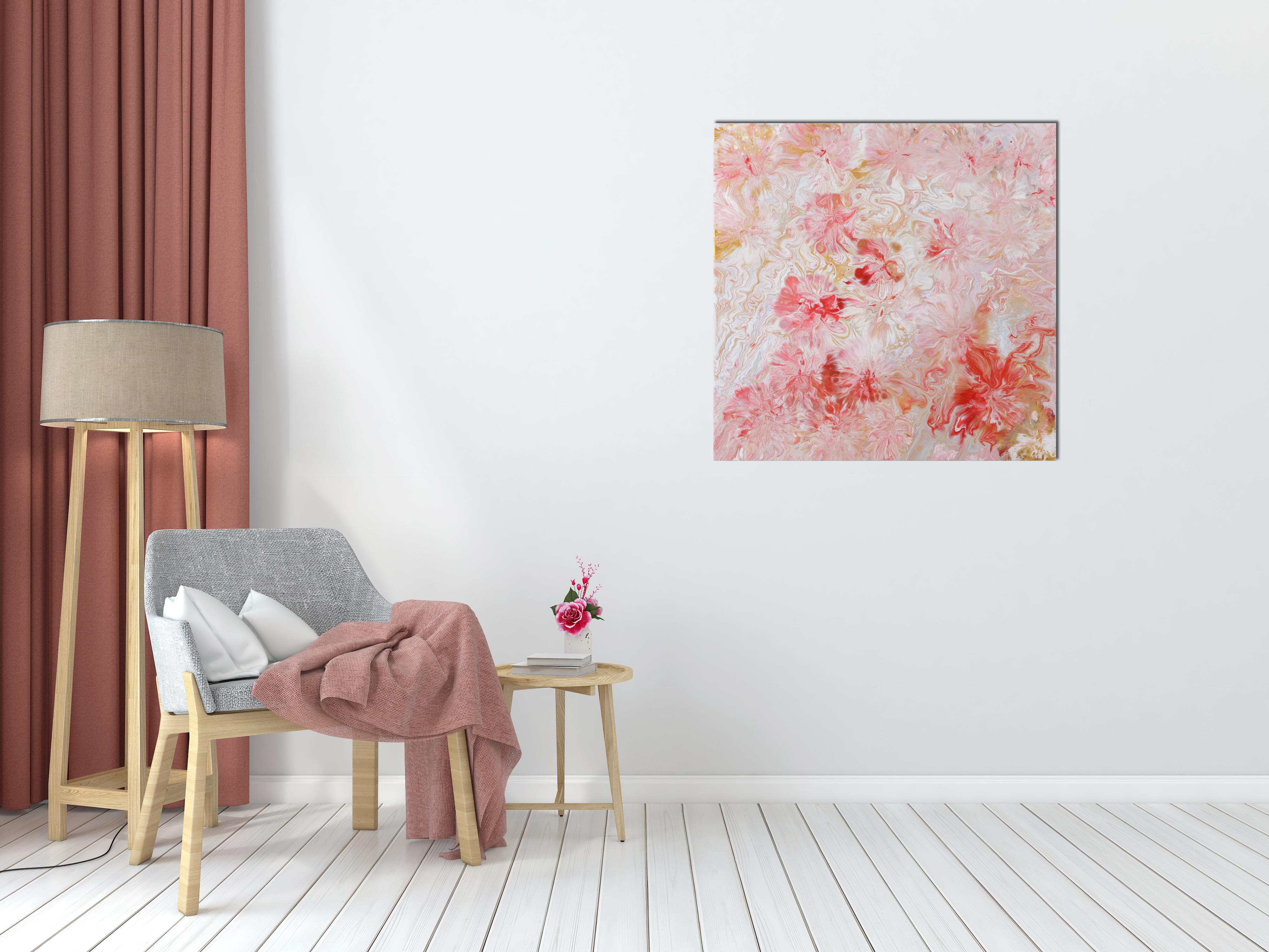 Autumn Flowers - Beige Abstract Painting by Olena Smal