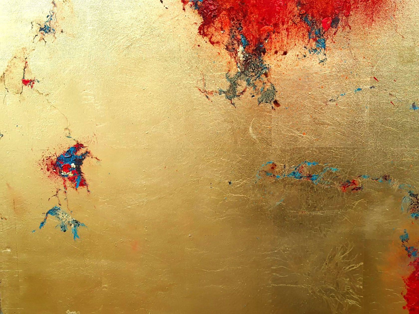Oro  astratto  #001111, Pittura, Olio su tela - Painting di Olena Topliss