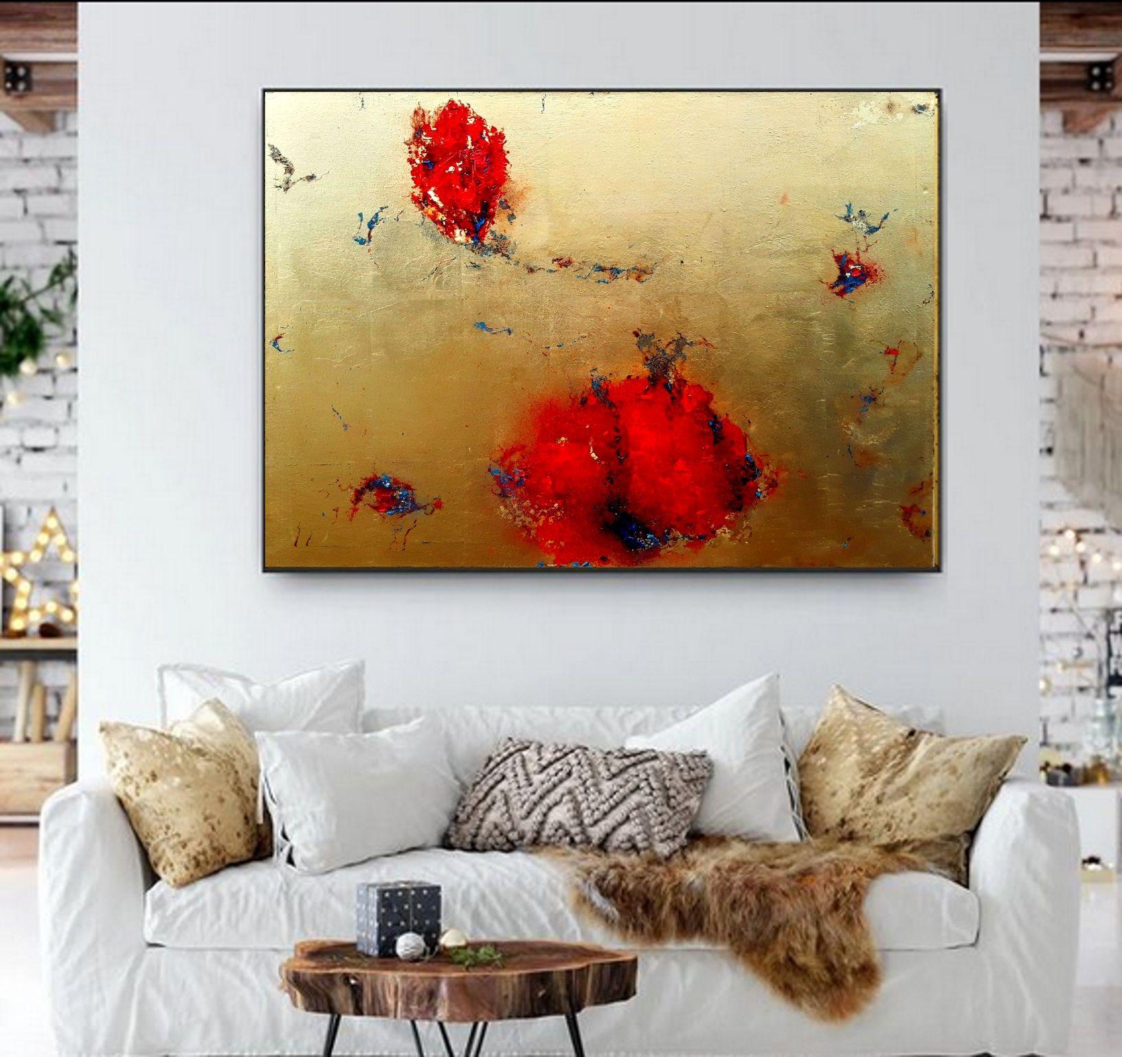 Oro  astratto  #001111, Pittura, Olio su tela - Abstract Painting Marrone di Olena Topliss