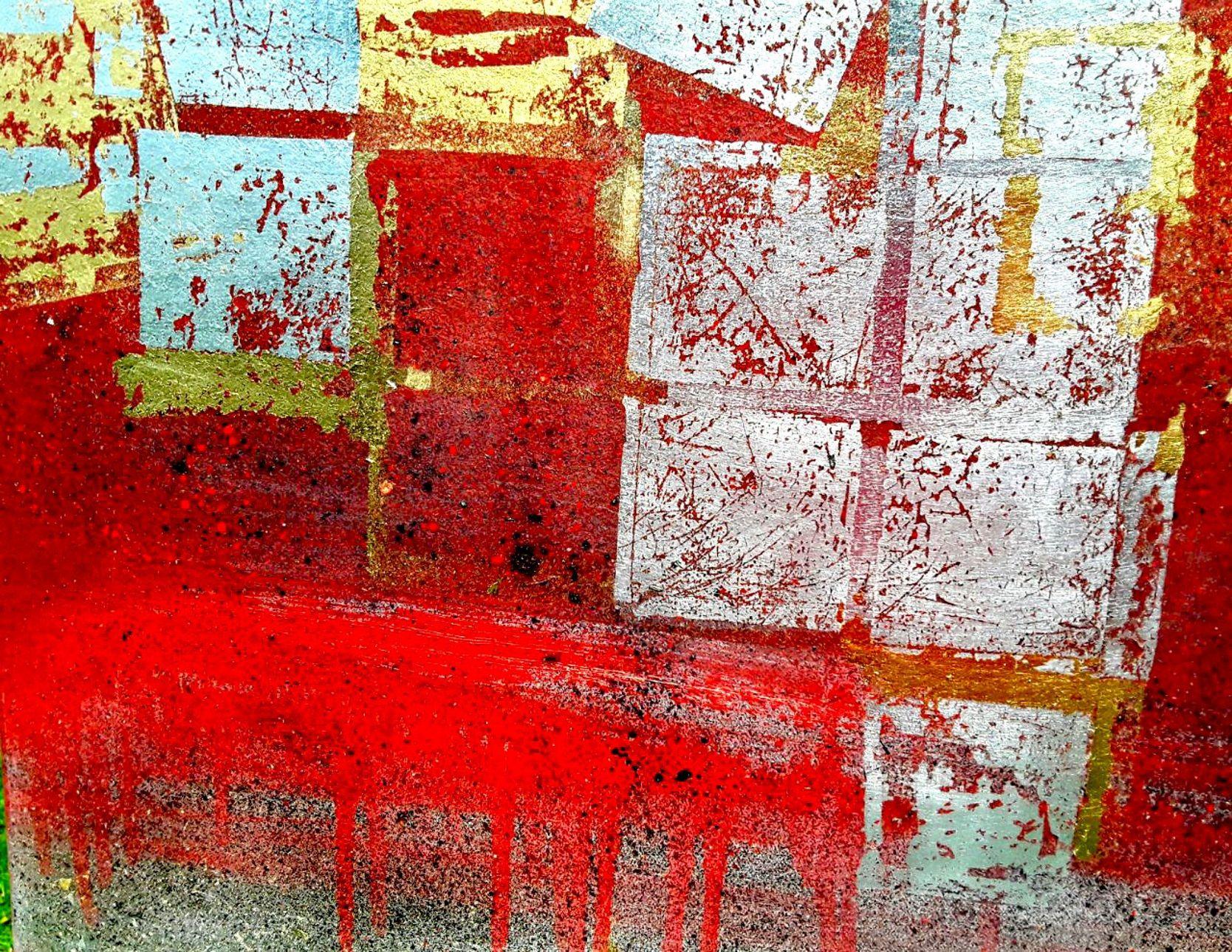 Oro  pittura astratta  #0015, Pittura, Olio su tela - Abstract Painting Marrone di Olena Topliss
