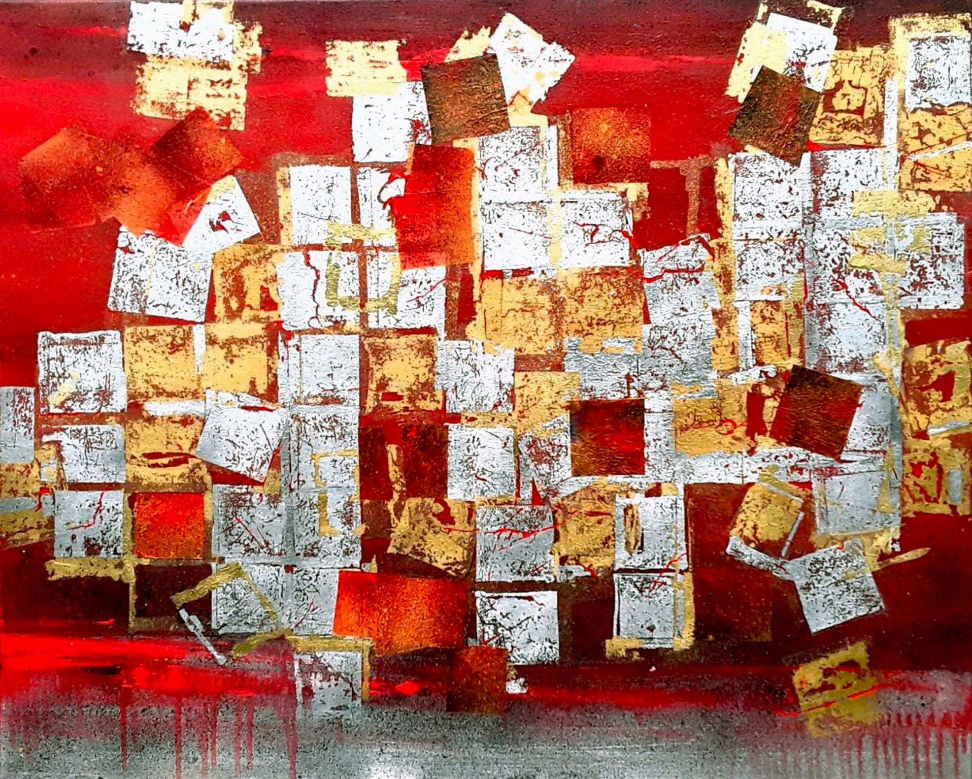 Abstract Painting di Olena Topliss - Oro  pittura astratta  #0015, Pittura, Olio su tela