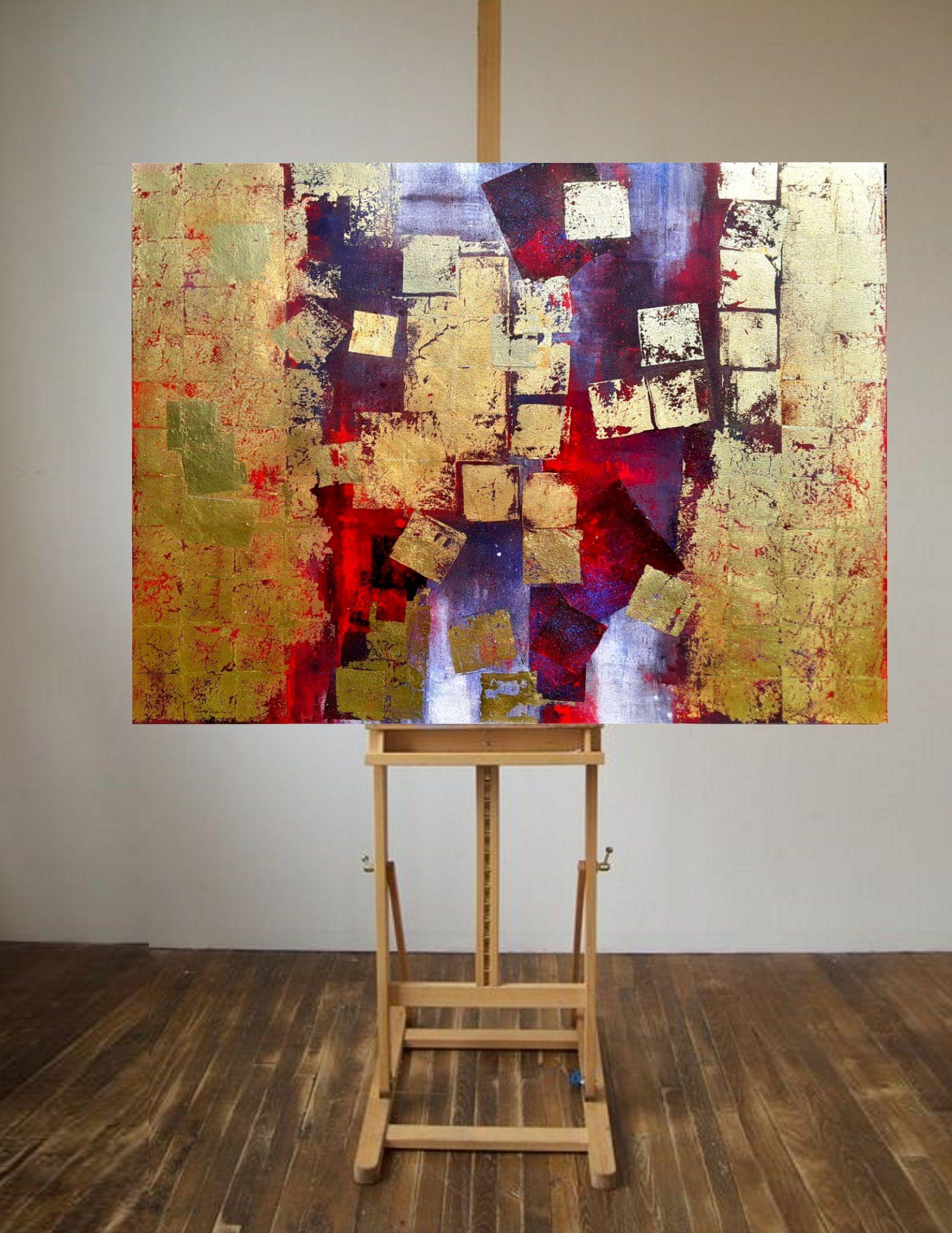 Oro  pittura astratta  #0018 è un dipinto a olio di grandi dimensioni  con foglie d'oro   (Nella galleria trovi le foto delle foglie d'oro)   Oro, oro e ancora oro!  Cosa c'è di più attraente e luminoso dell'oro sulla parete!  L'oro ricco si combina
