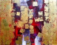 Used Gold  abstract painting  #0018, Painting, Oil on Canvas