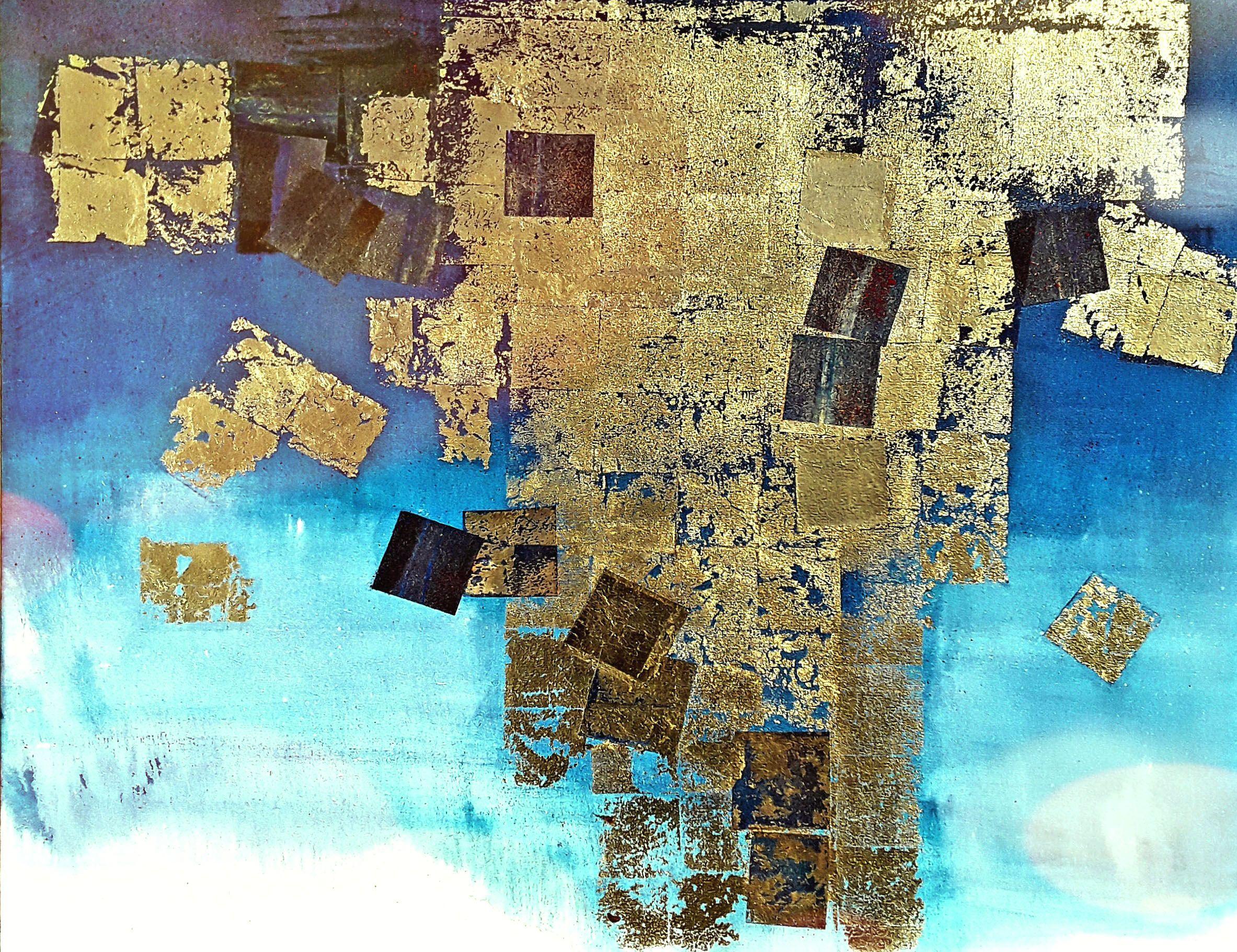 Oro  pittura astratta  #0019, Pittura, Olio su tela - Painting di Olena Topliss