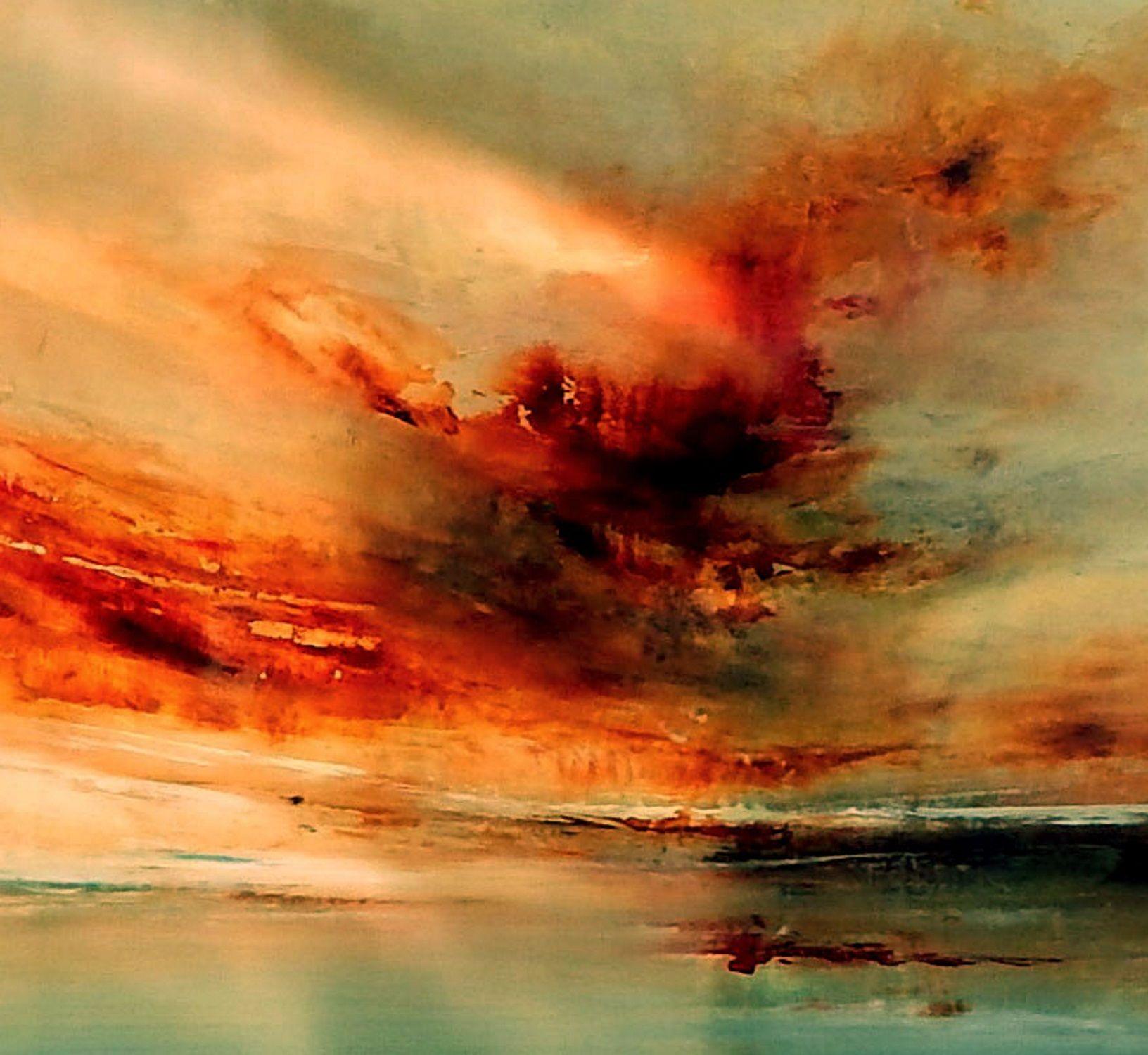 Lorsque les nuages peignent le ciel, peinture à l'huile sur toile - Painting de Olena Topliss