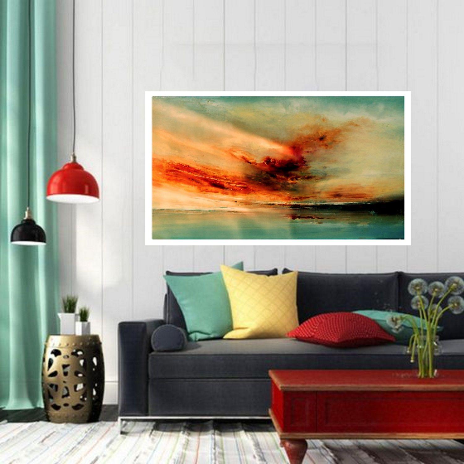 Lorsque les nuages peignent le ciel, peinture à l'huile sur toile - Marron Abstract Painting par Olena Topliss