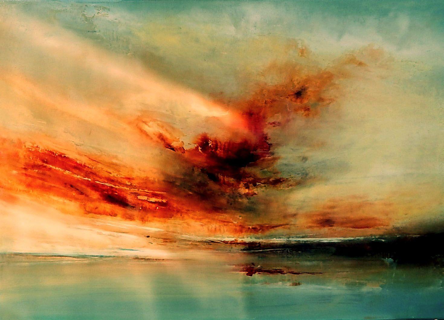 Olena Topliss Abstract Painting - When the Clouds paint the Sky, Painting, Oil on Canvas