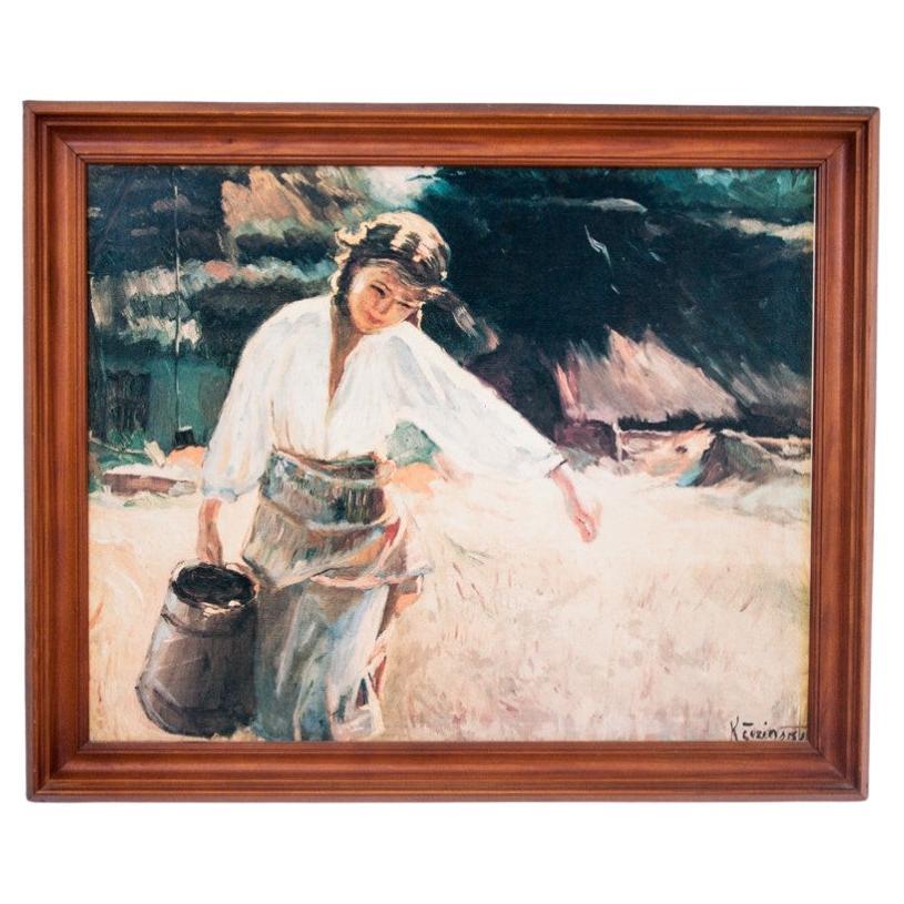 Oleo printing "Woman with a butter dish". For Sale
