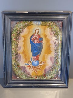 Oil on glass depicting an Immaculate Conception, 18th century