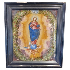 Oil on glass depicting an Immaculate Conception, 18th century