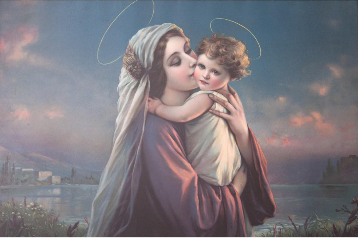 Oleoprint „Mutter des Gottes mit dem Kind. (Polnisch) im Angebot
