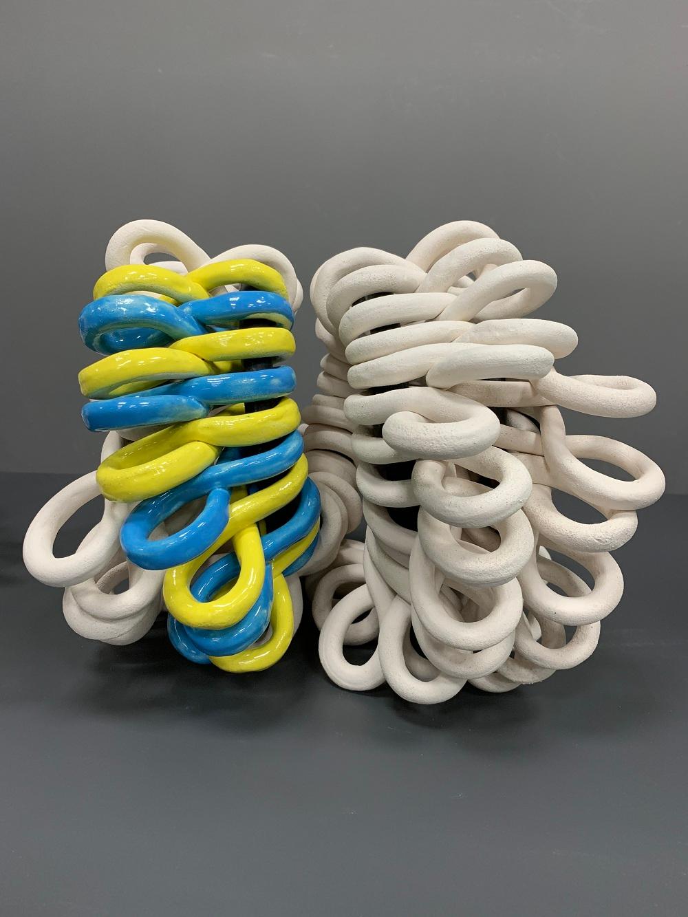 Materials: Chamotte, glazing, manual molding

The series presents a symbol of spiral and infinity, consisting of many ceramic symbols of infinity. It is a symbol of life and death. It is a constant movement of the universe and man in it, a change of