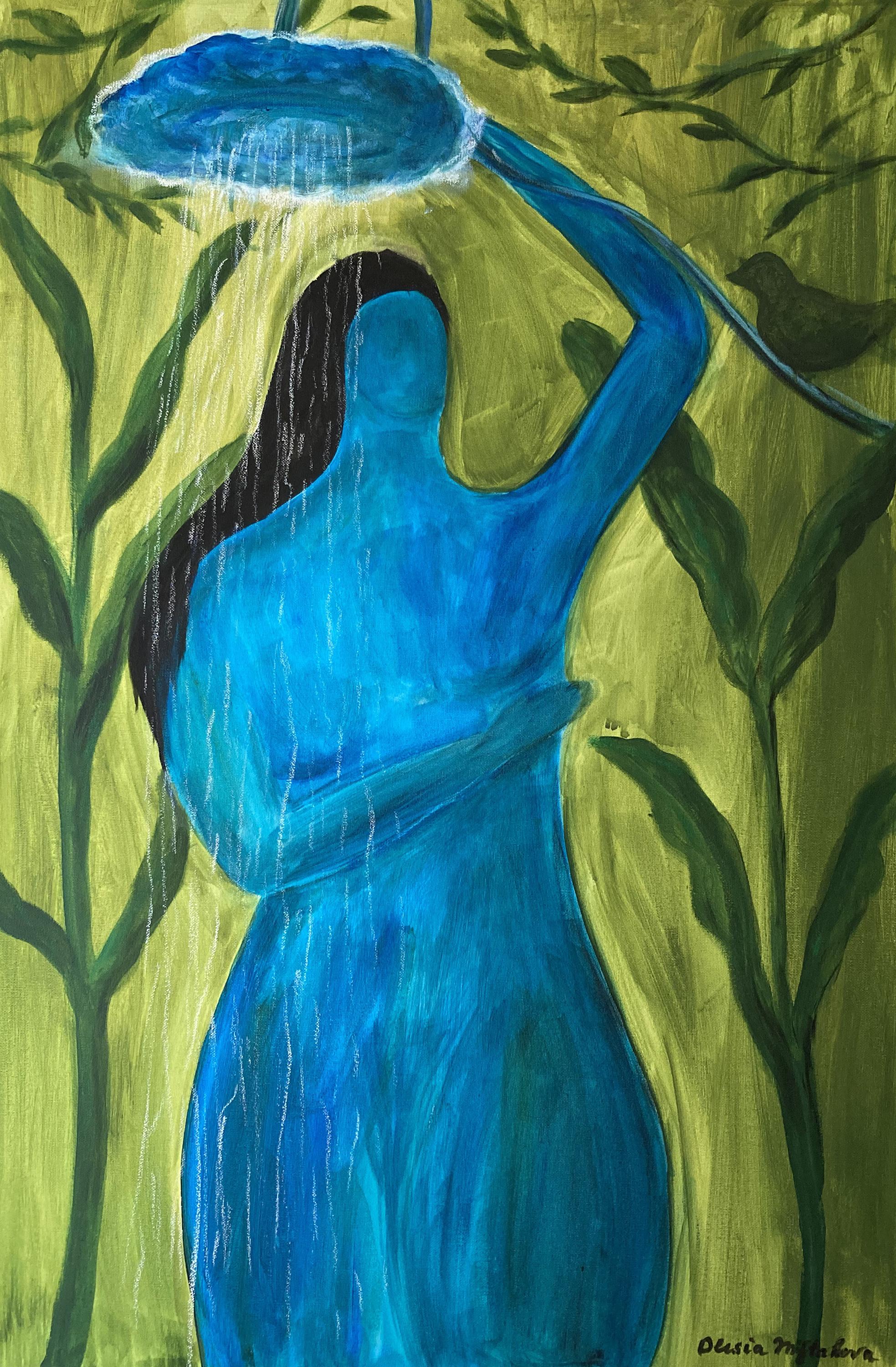 Olesia Miftahova Figurative Painting – Den Regen anrufen