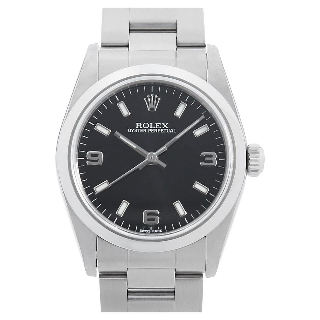 Rolex Oyster Perpetual 77080 Unisex Black 369 White Bar Dial D