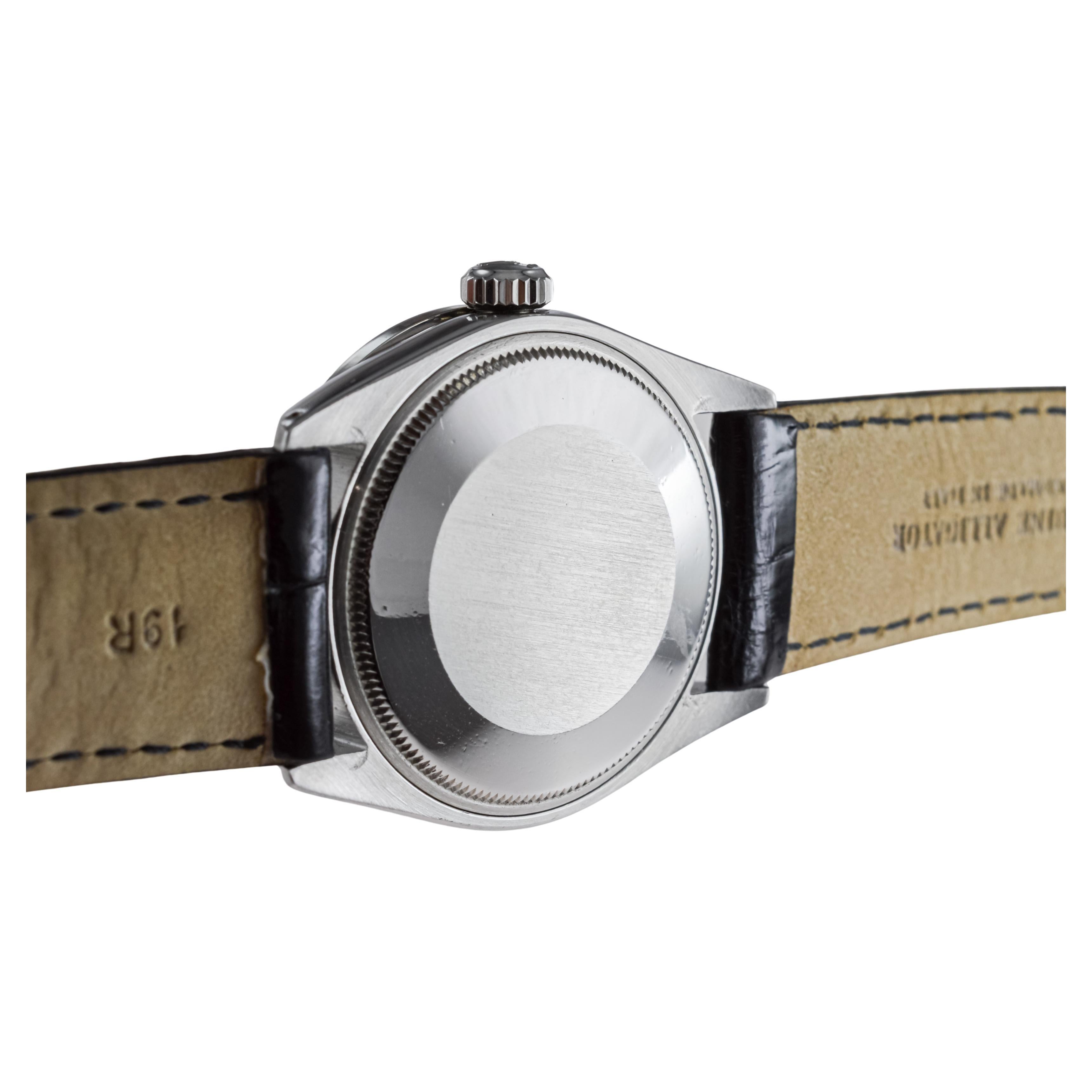 olex Steel Air-King with Custom Diamond Dial and Diamond and Emerald Bezel For Sale 8